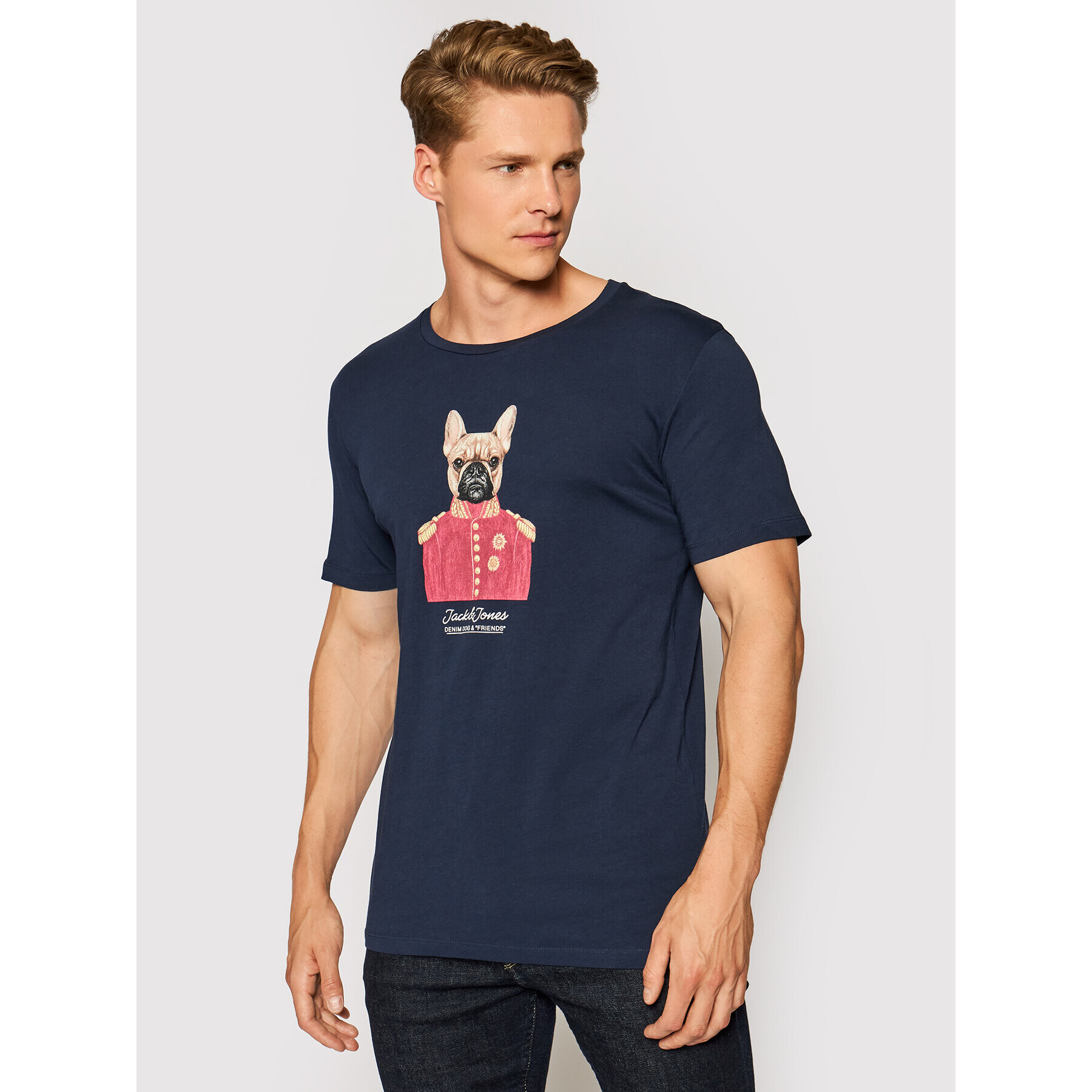 Jack&Jones T-Shirt Bulldog 12192240 Tmavomodrá Slim Fit - Pepit.cz