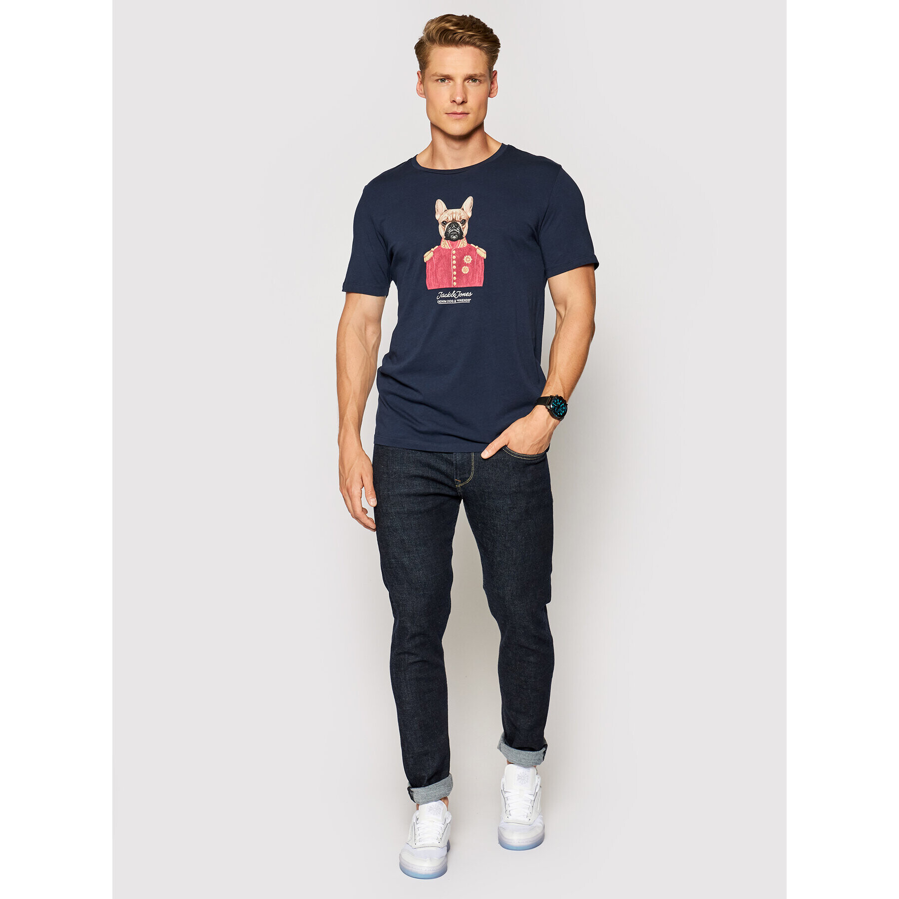 Jack&Jones T-Shirt Bulldog 12192240 Tmavomodrá Slim Fit - Pepit.cz