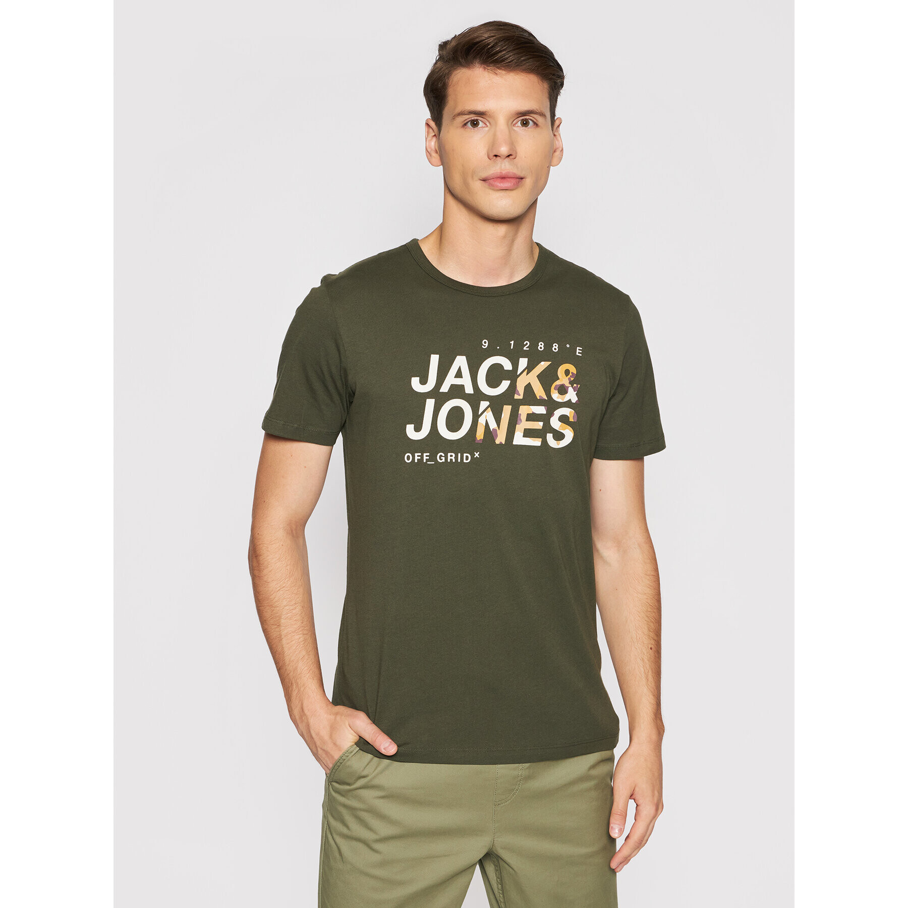 Jack&Jones T-Shirt Cam 12194175 Zelená Regular Fit - Pepit.cz