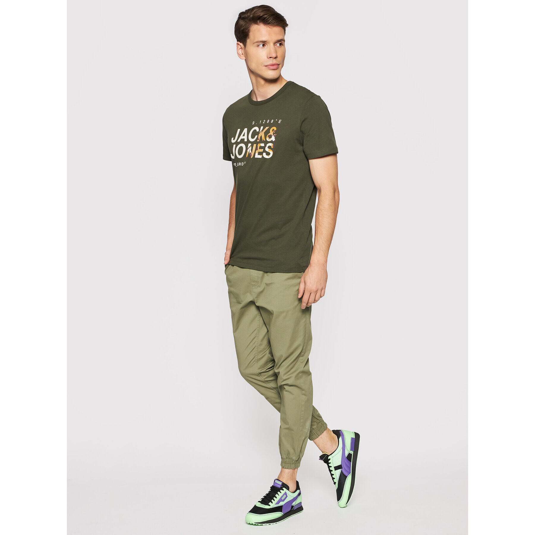 Jack&Jones T-Shirt Cam 12194175 Zelená Regular Fit - Pepit.cz