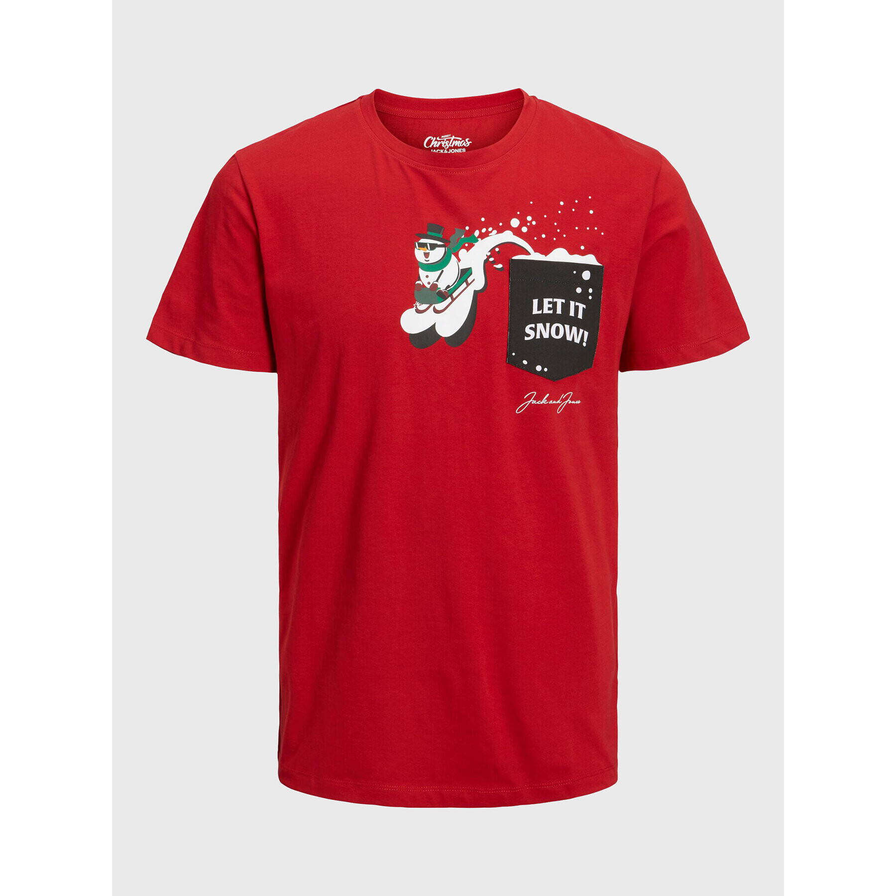 Jack&Jones T-Shirt Christmas 12221436 Červená Regular Fit - Pepit.cz