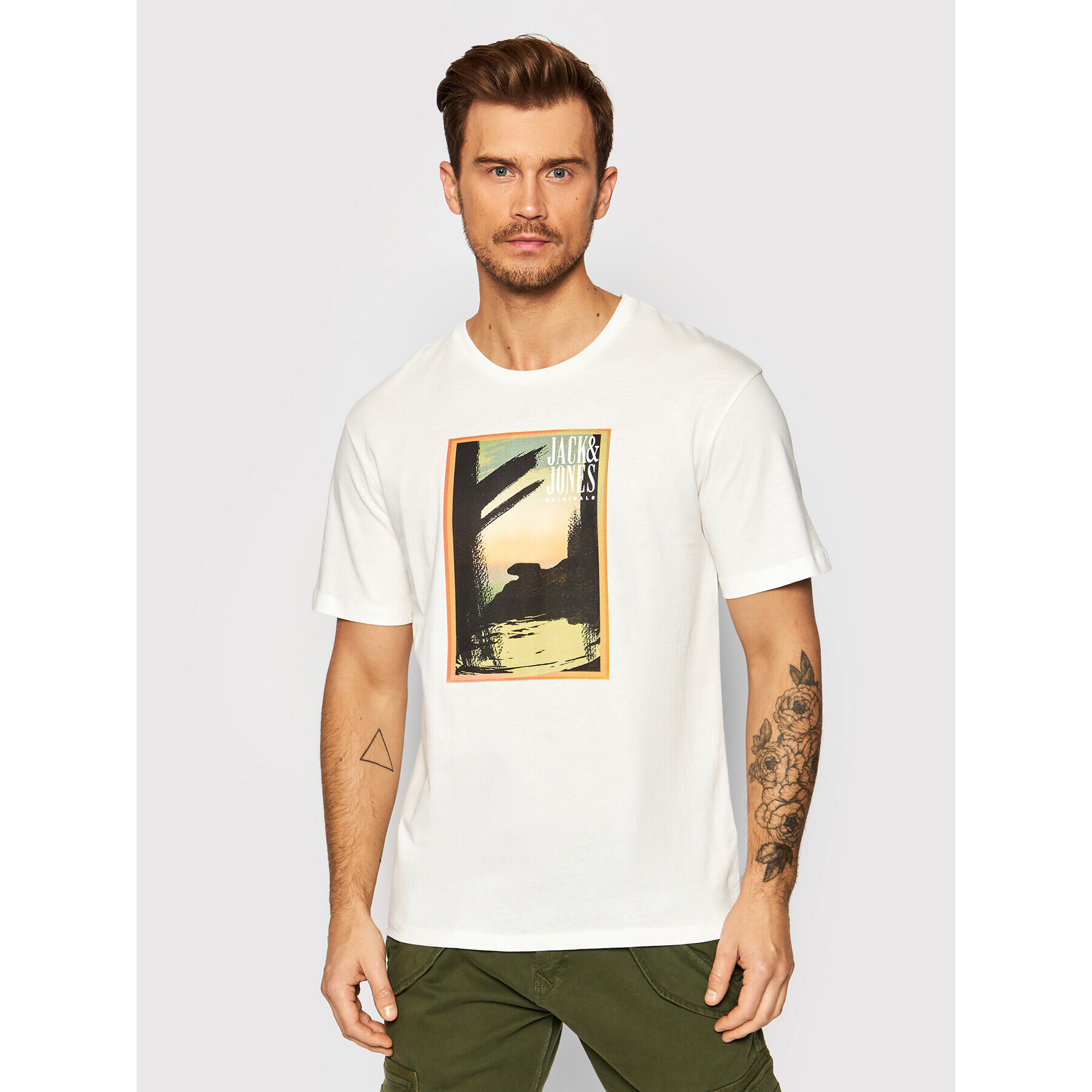 Jack&Jones T-Shirt Collage 12197827 Bílá Relaxed Fit - Pepit.cz