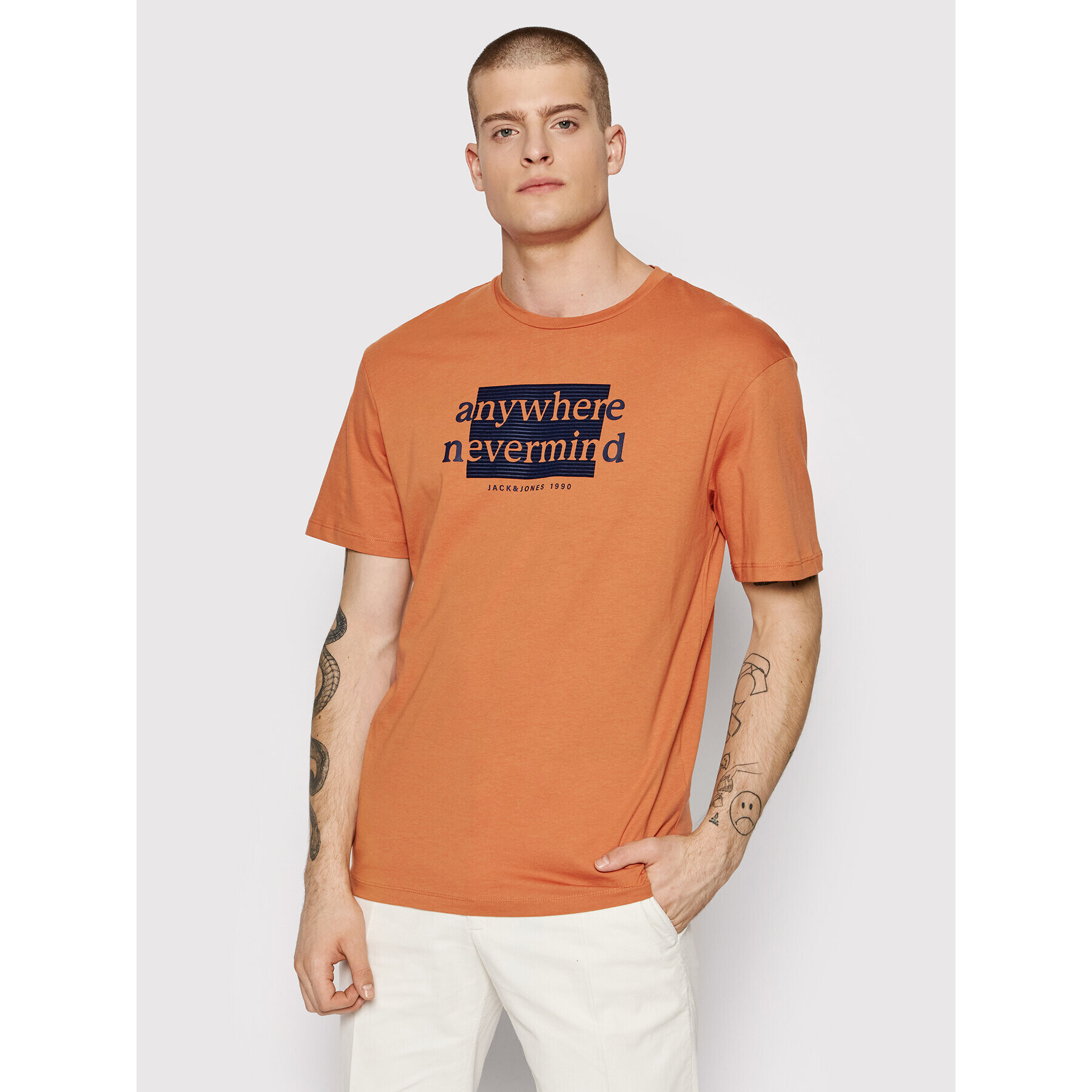 Jack&Jones T-Shirt Corduroy 12198350 Oranžová Relaxed Fit - Pepit.cz