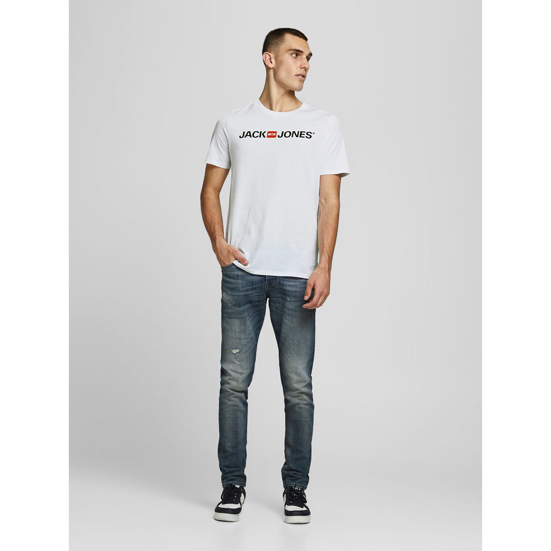 Jack&Jones T-Shirt Corp Logo 12137126 Bílá Slim Fit - Pepit.cz