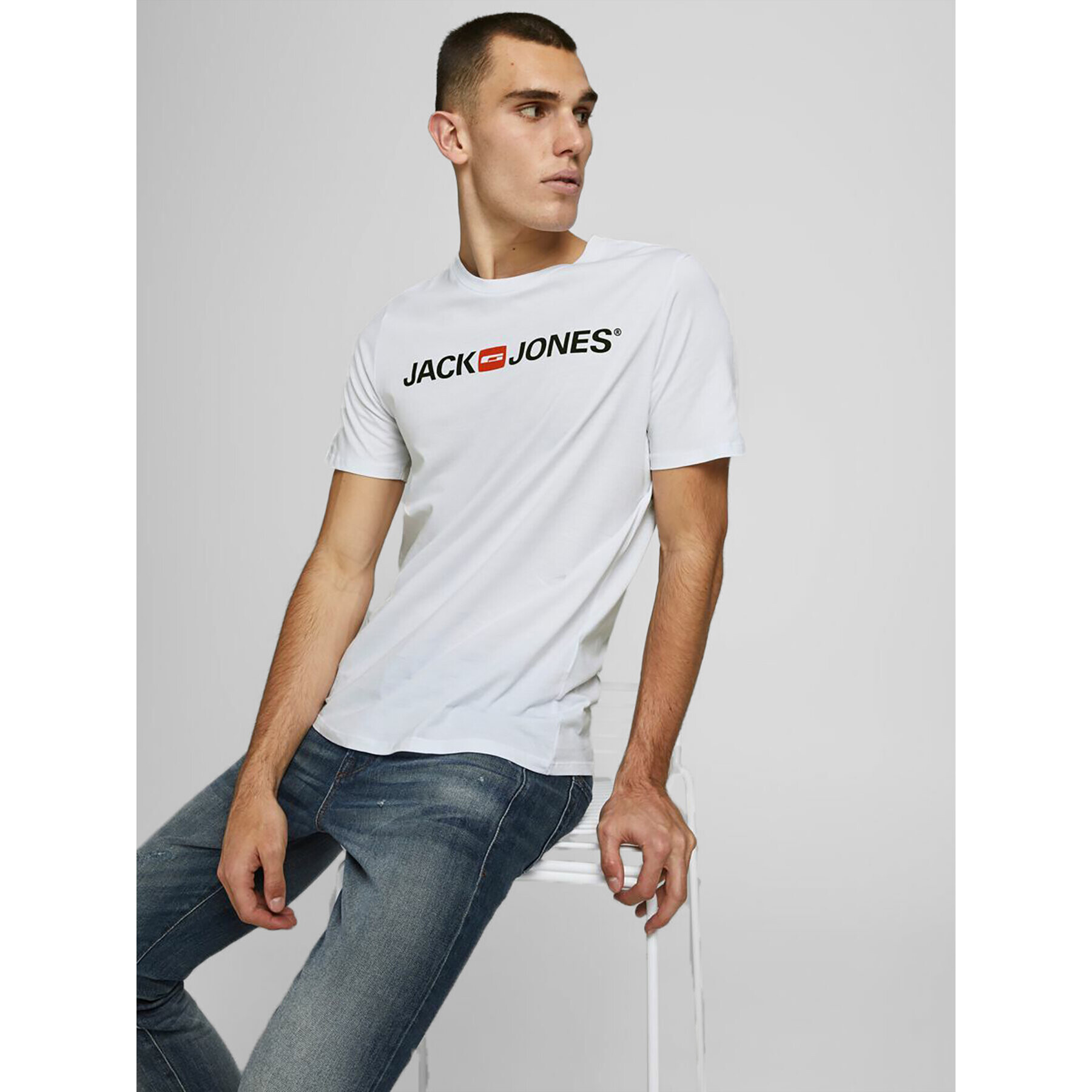 Jack&Jones T-Shirt Corp Logo 12137126 Bílá Slim Fit - Pepit.cz