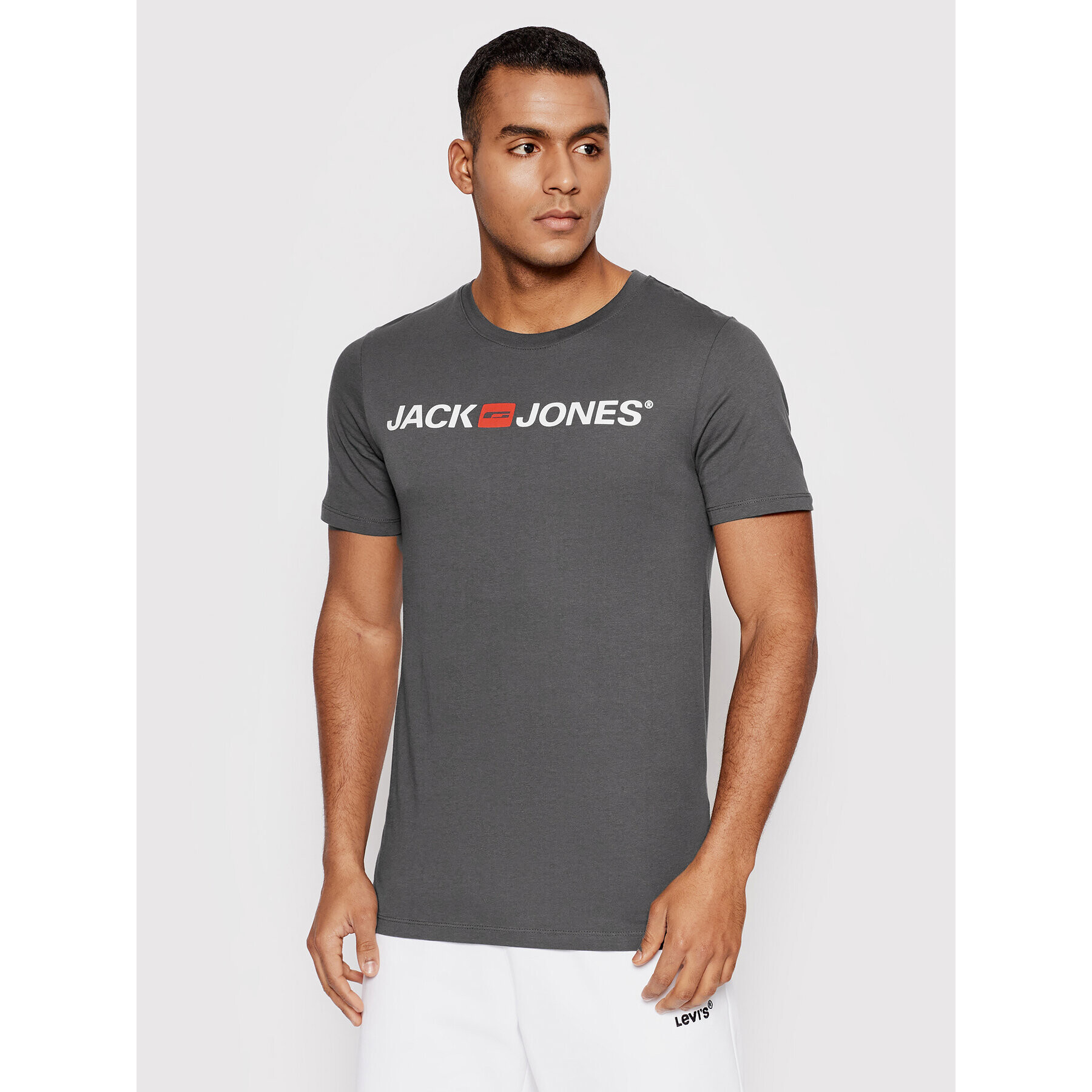 Jack&Jones T-Shirt Corp Logo 12137126 Šedá Slim Fit - Pepit.cz