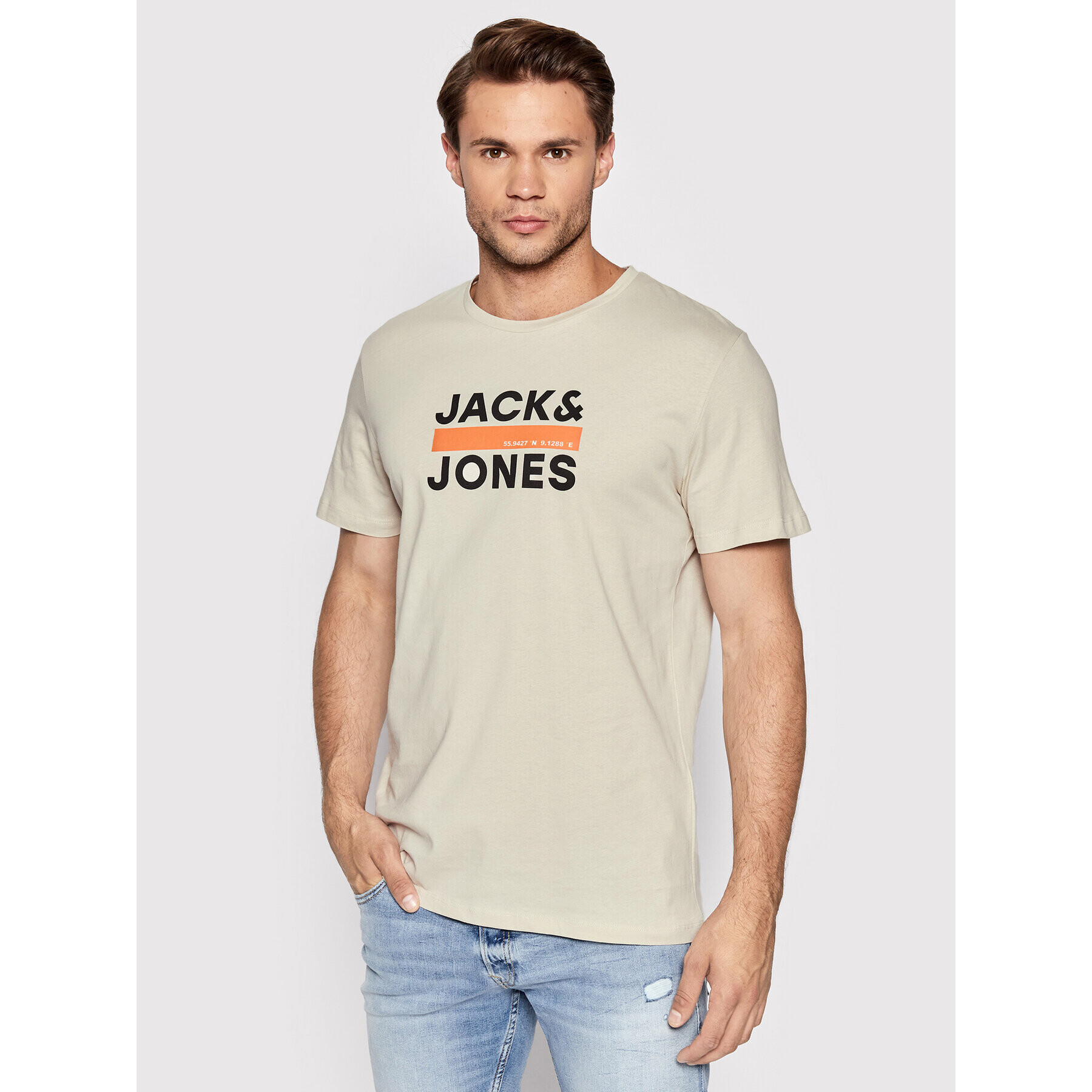 Jack&Jones T-Shirt Dan 12213767 Béžová Regular Fit - Pepit.cz