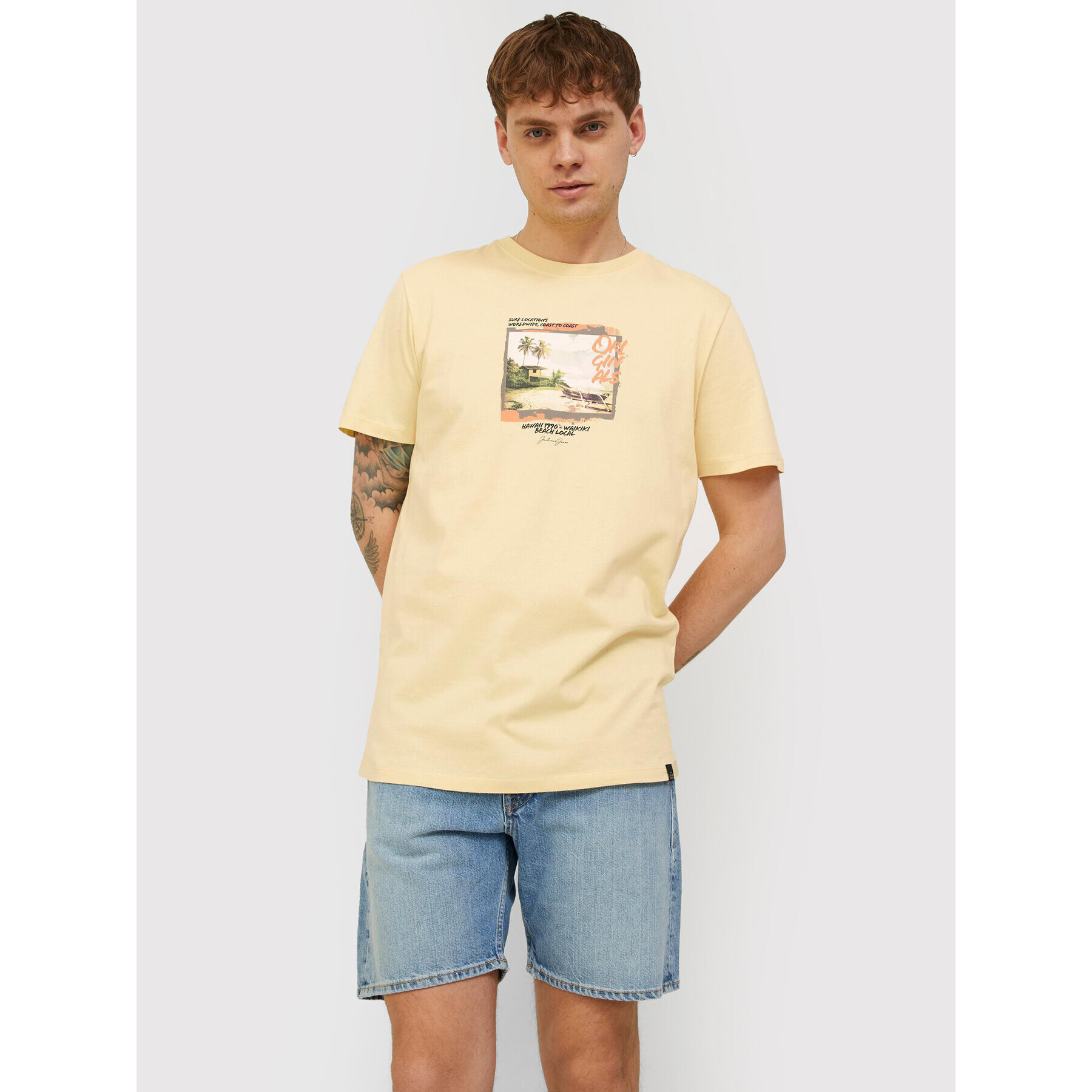 Jack&Jones T-Shirt Eddies 12213489 Žlutá Regular Fit - Pepit.cz