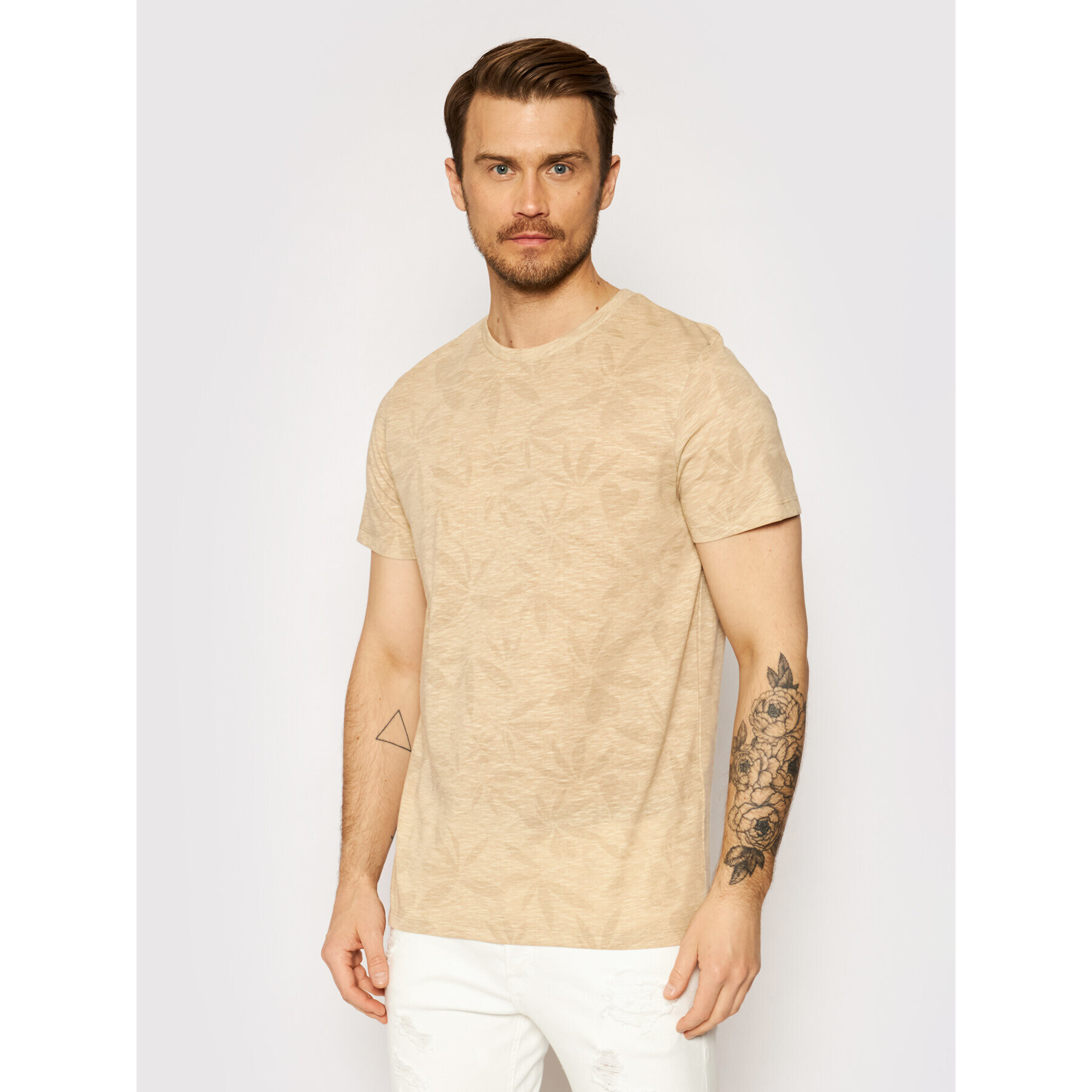 Jack&Jones T-Shirt Floral 12182878 Béžová Regular Fit - Pepit.cz