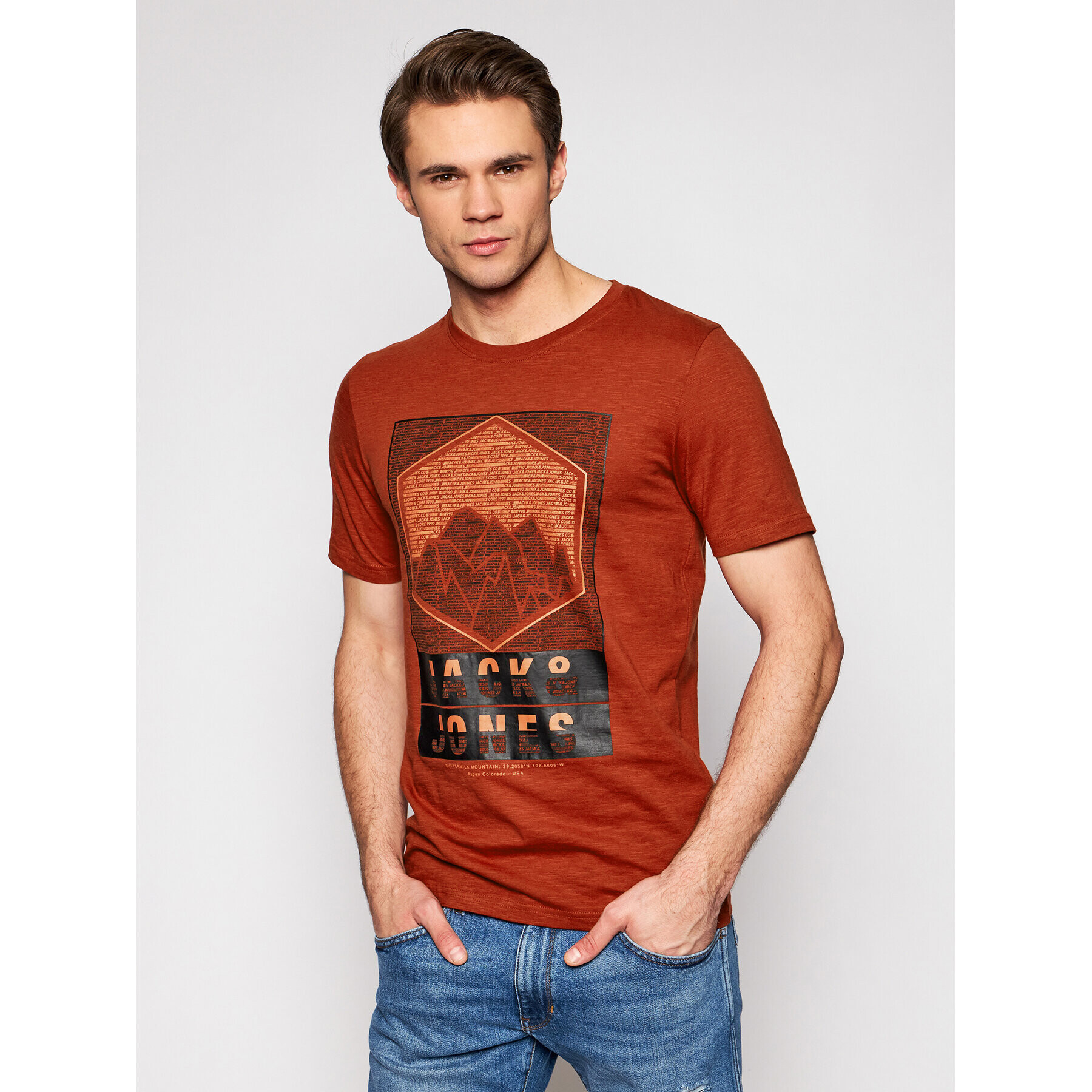 Jack&Jones T-Shirt Gibs-Spring 12192520 Červená Slim Fit - Pepit.cz