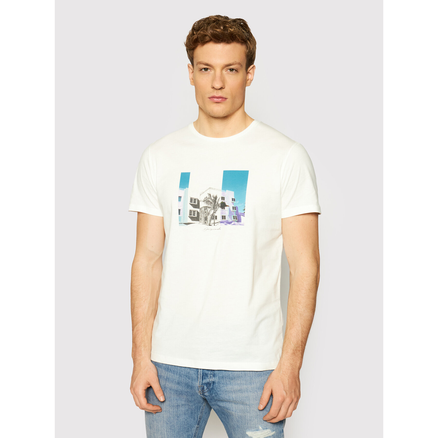 Jack&Jones T-Shirt Halfo 12185744 Bílá Regular Fit - Pepit.cz