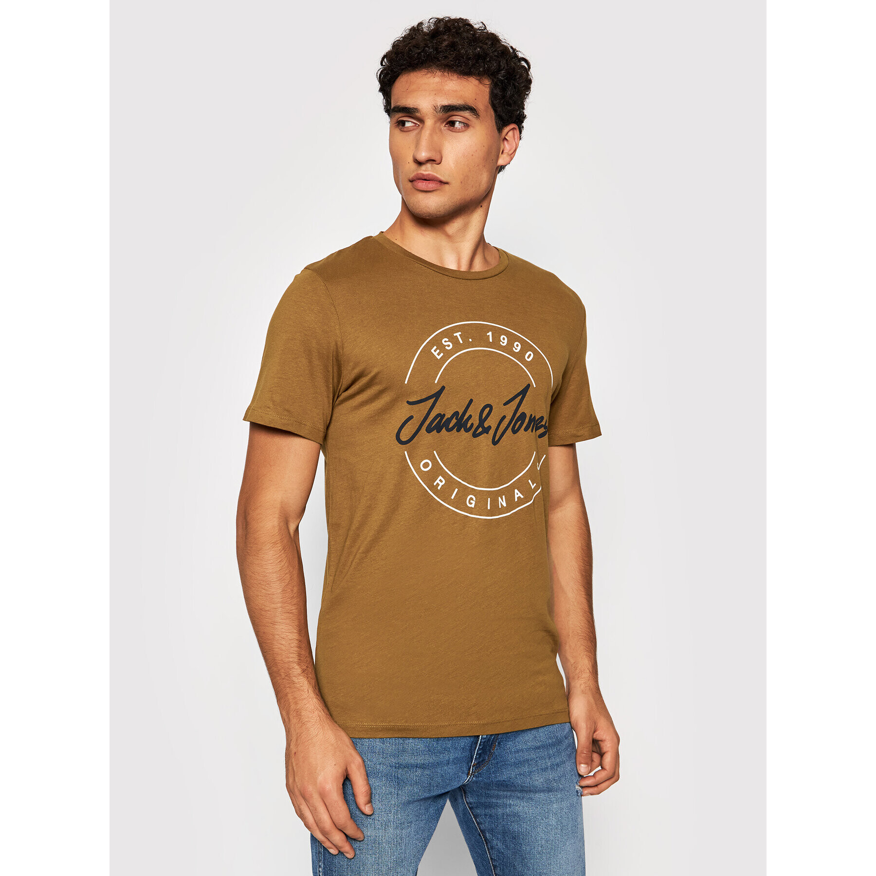 Jack&Jones T-Shirt Jerry 12196771 Hnědá Regular Fit - Pepit.cz