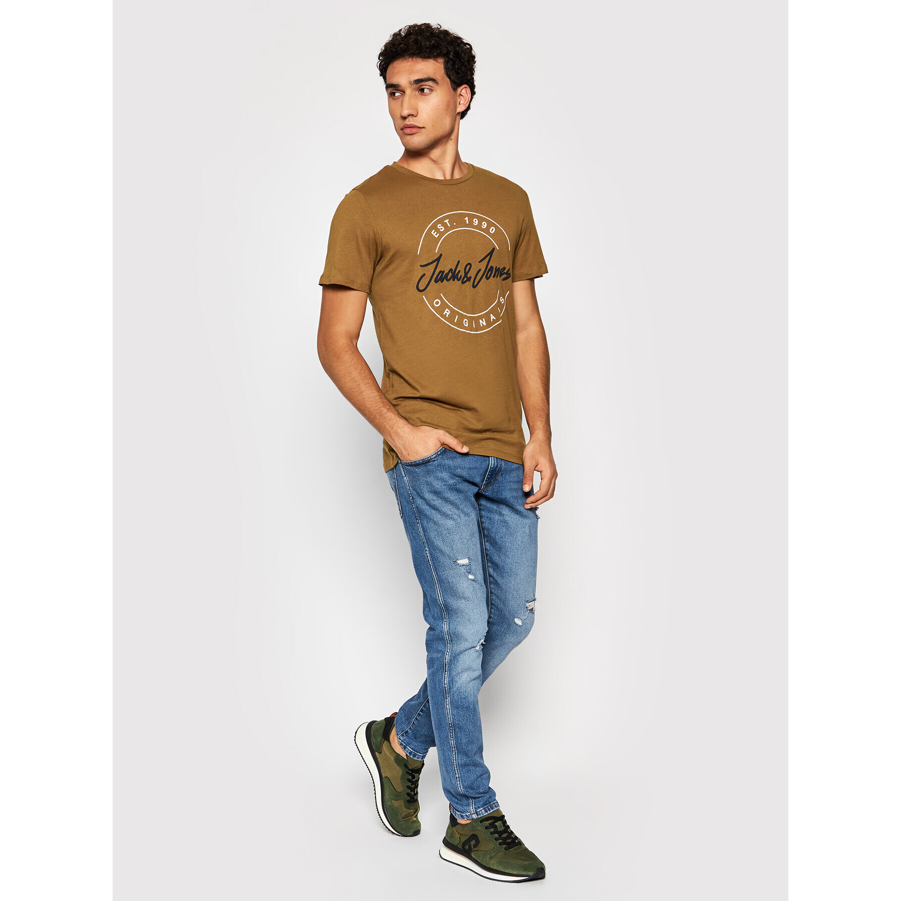 Jack&Jones T-Shirt Jerry 12196771 Hnědá Regular Fit - Pepit.cz