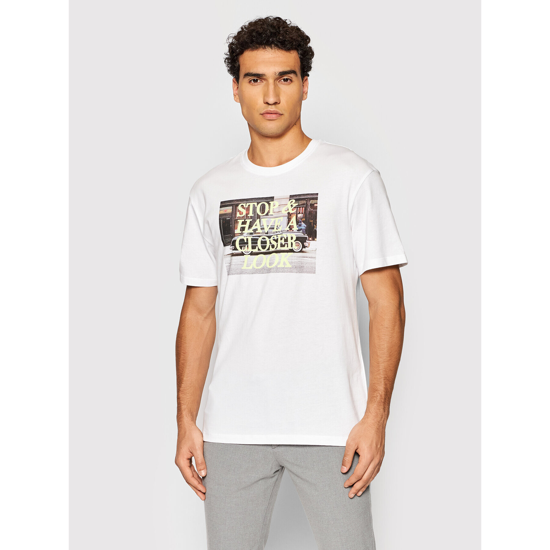 Jack&Jones T-Shirt Kingston 12193657 Bílá Relaxed Fit - Pepit.cz