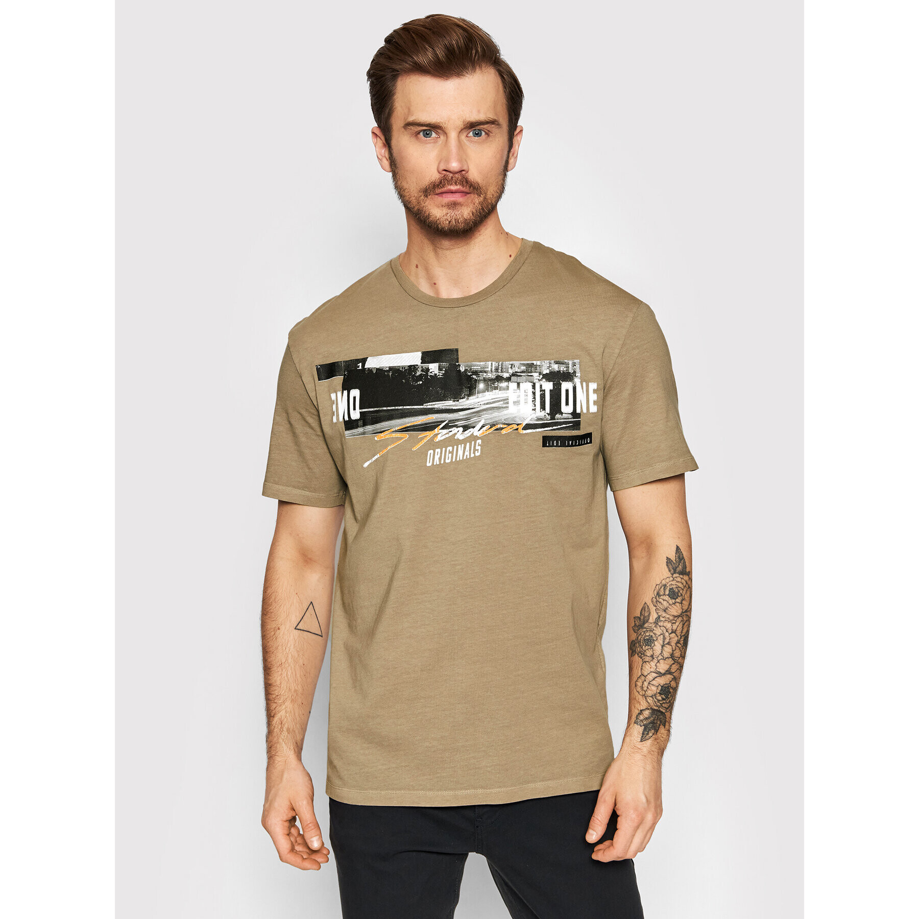 Jack&Jones T-Shirt Knockoutfade 12205956 Hnědá Relaxed Fit - Pepit.cz