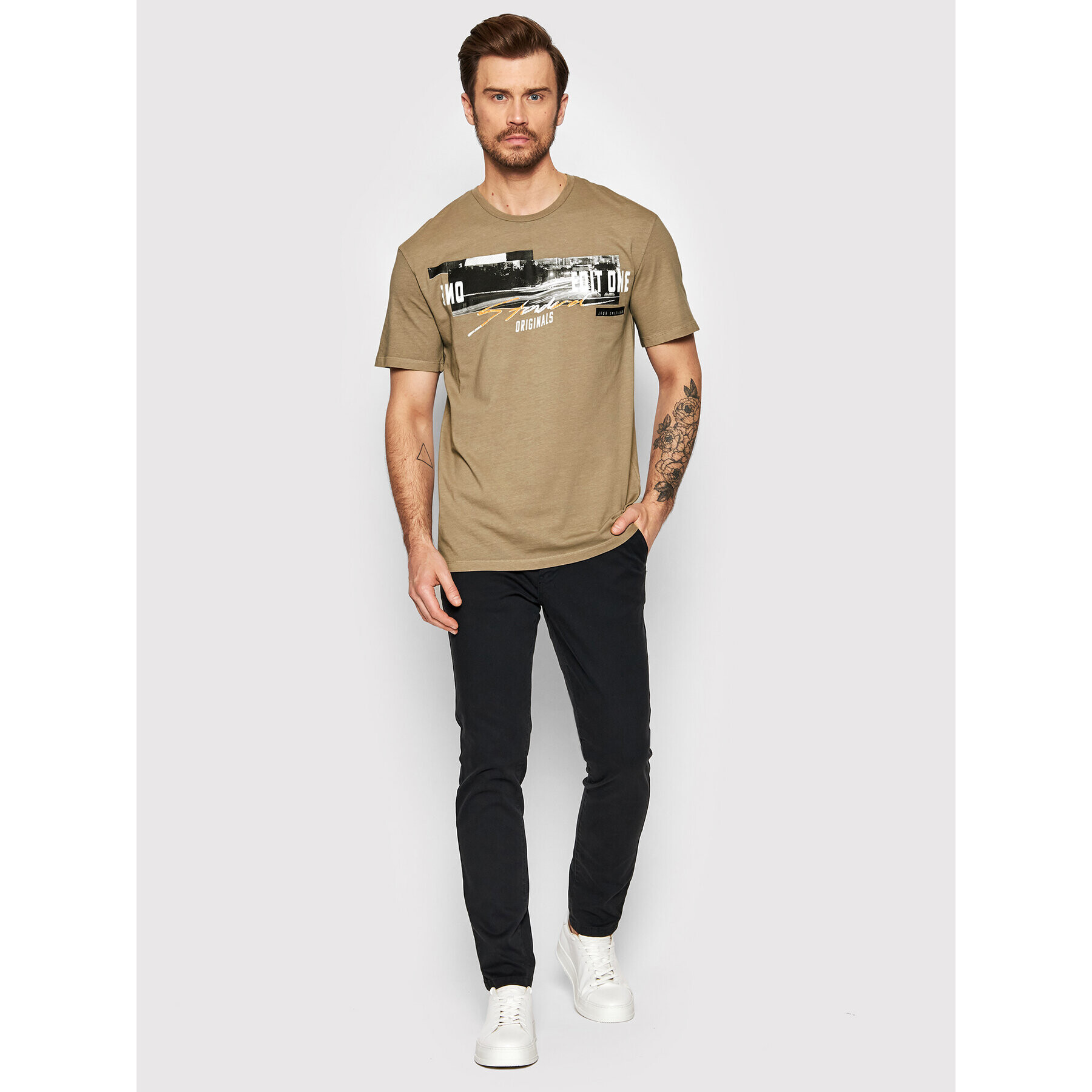 Jack&Jones T-Shirt Knockoutfade 12205956 Hnědá Relaxed Fit - Pepit.cz