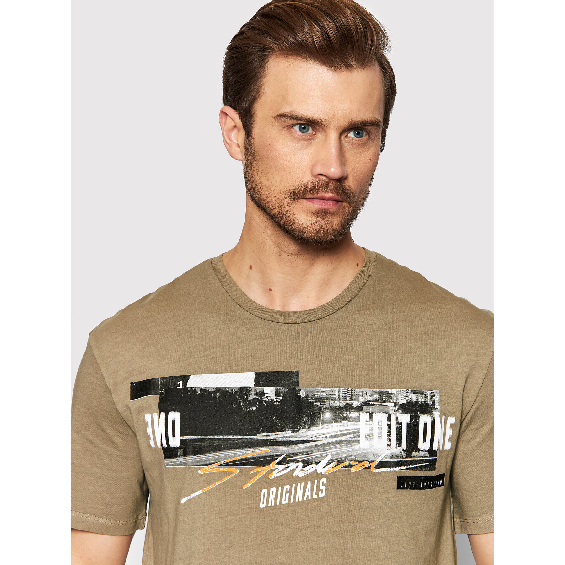 Jack&Jones T-Shirt Knockoutfade 12205956 Hnědá Relaxed Fit - Pepit.cz