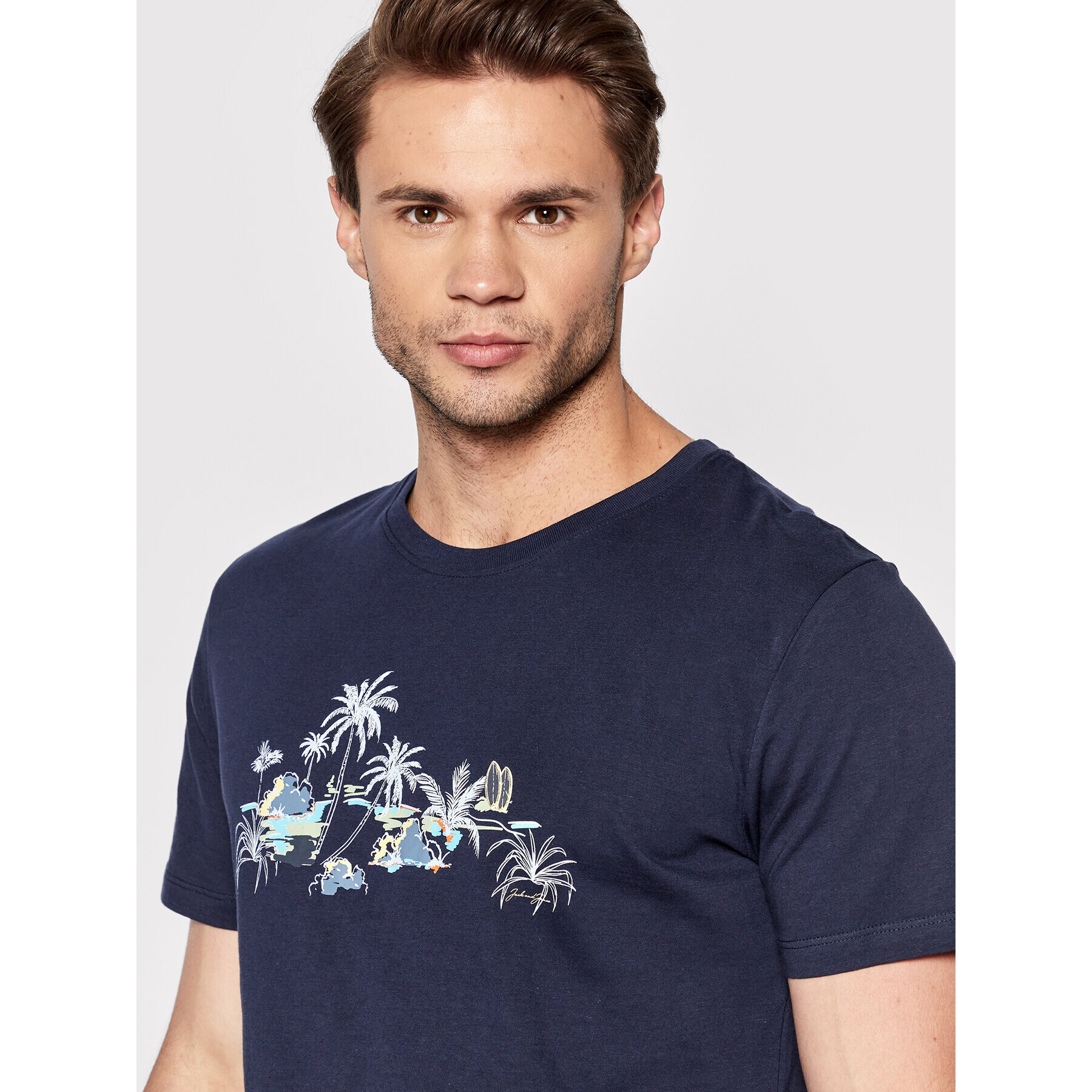 Jack&Jones T-Shirt Malibu Placement 12213494 Tmavomodrá Regular Fit - Pepit.cz