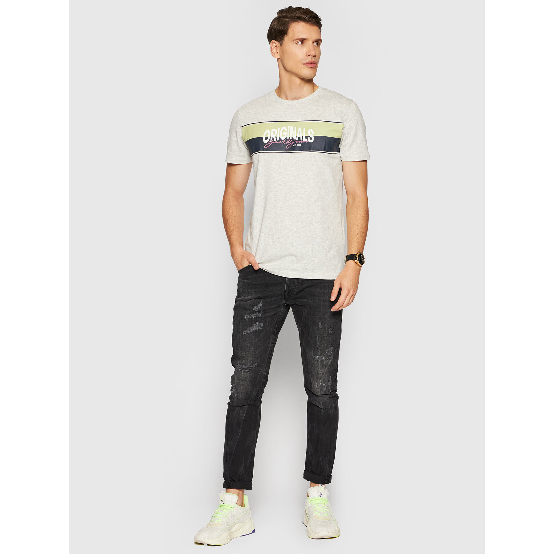 Jack&Jones T-Shirt Mason 12193852 Šedá Standard Fit - Pepit.cz