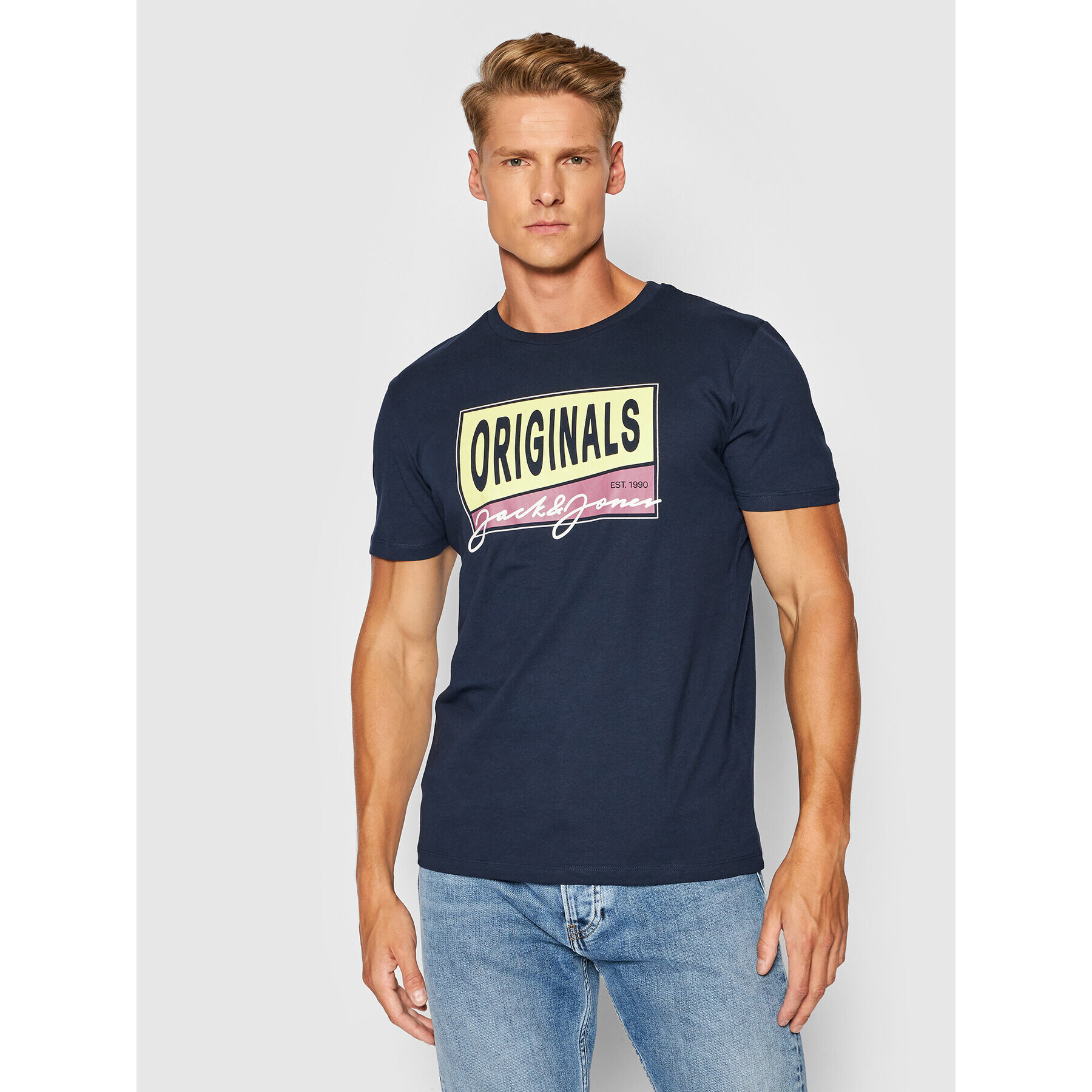 Jack&Jones T-Shirt Mason 12193852 Tmavomodrá Standard Fit - Pepit.cz