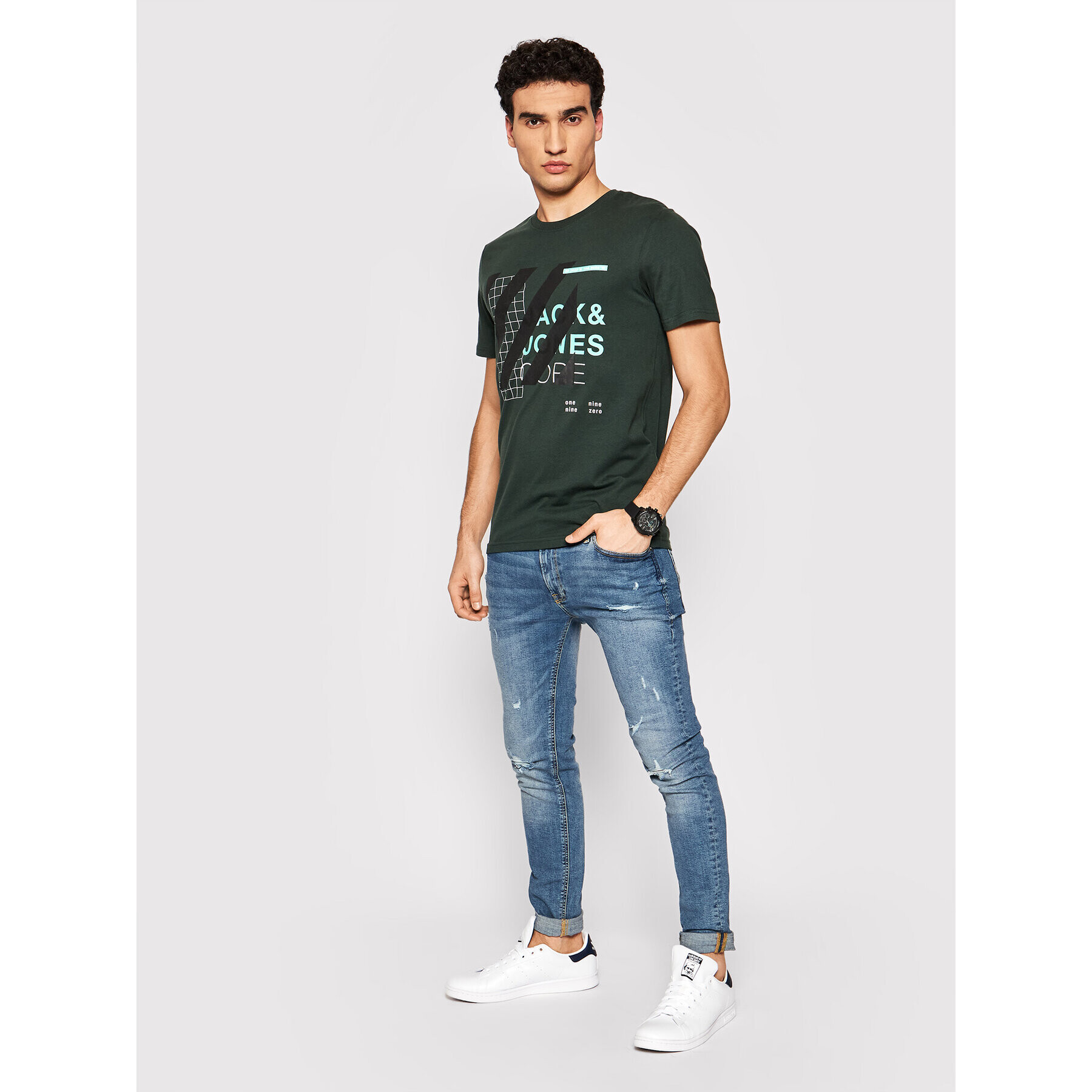 Jack&Jones T-Shirt Miguel 12179742 Zelená Slim Fit - Pepit.cz