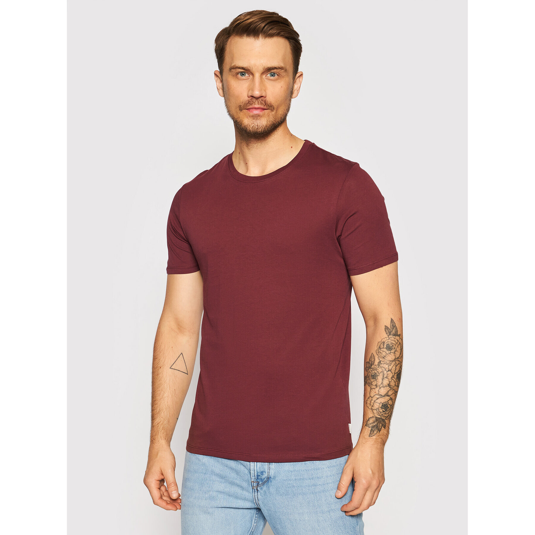 Jack&Jones T-Shirt Organic Basic 12156101 Bordó Slim Fit - Pepit.cz