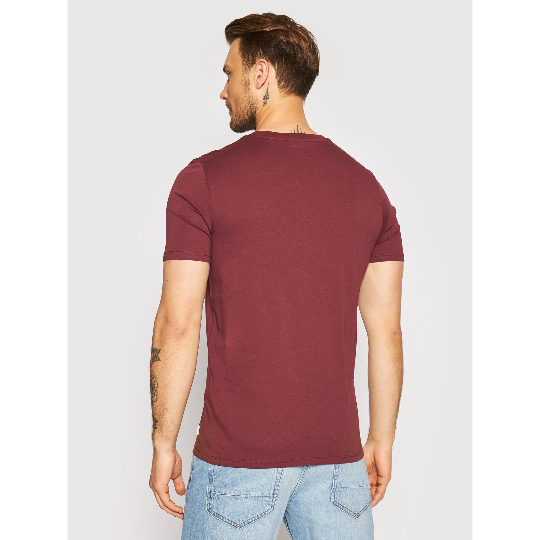 Jack&Jones T-Shirt Organic Basic 12156101 Bordó Slim Fit - Pepit.cz