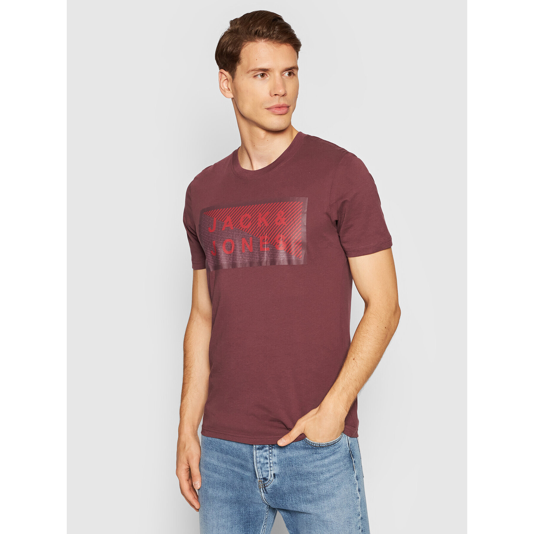 Jack&Jones T-Shirt Shawn 12185035 Bordó Slim Fit - Pepit.cz