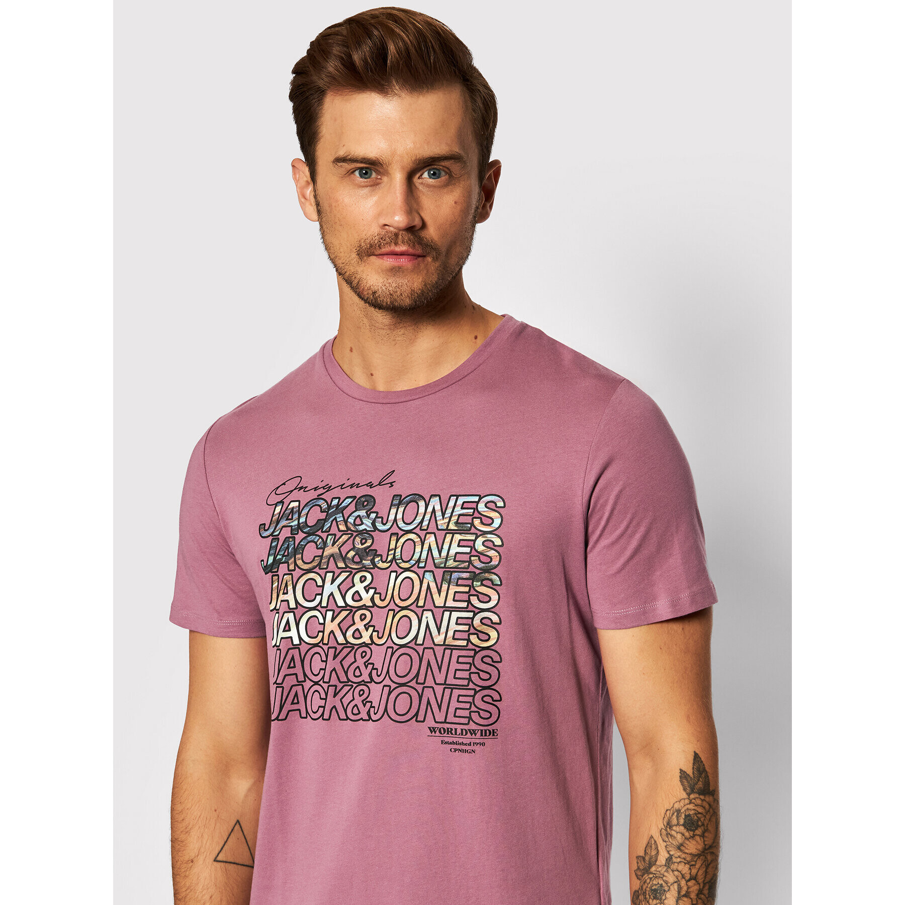 Jack&Jones T-Shirt Swirl 12193665 Růžová Regular Fit - Pepit.cz