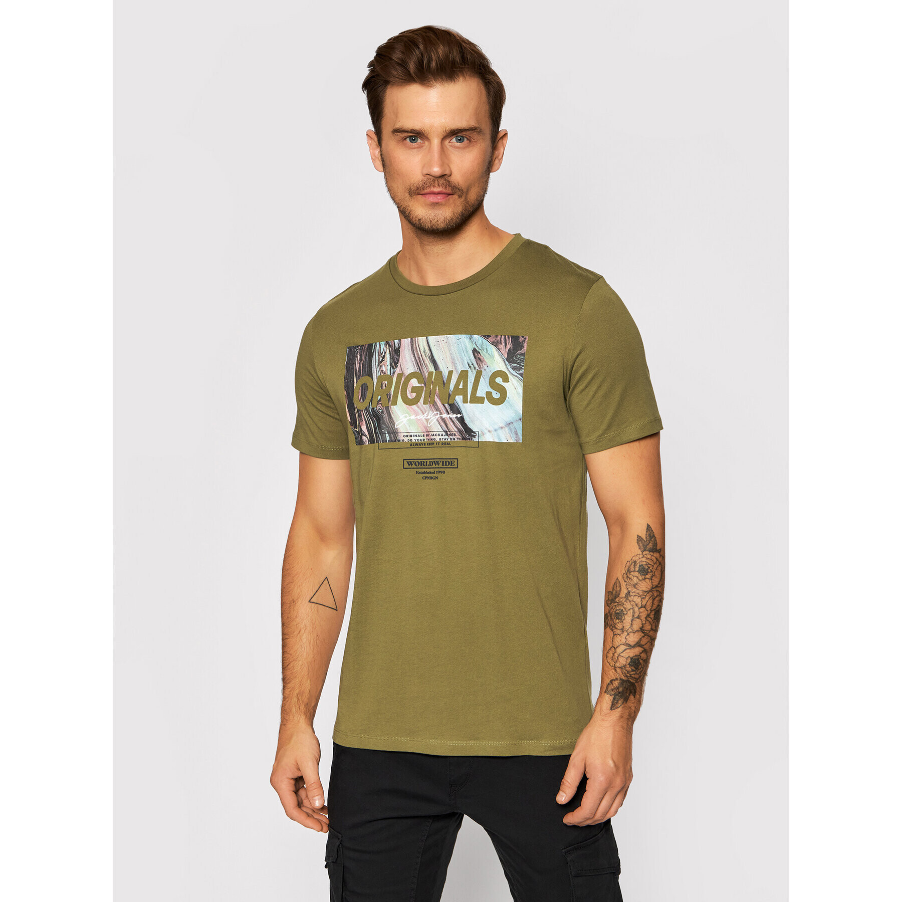 Jack&Jones T-Shirt Swirl 12193665 Zelená Regular Fit - Pepit.cz