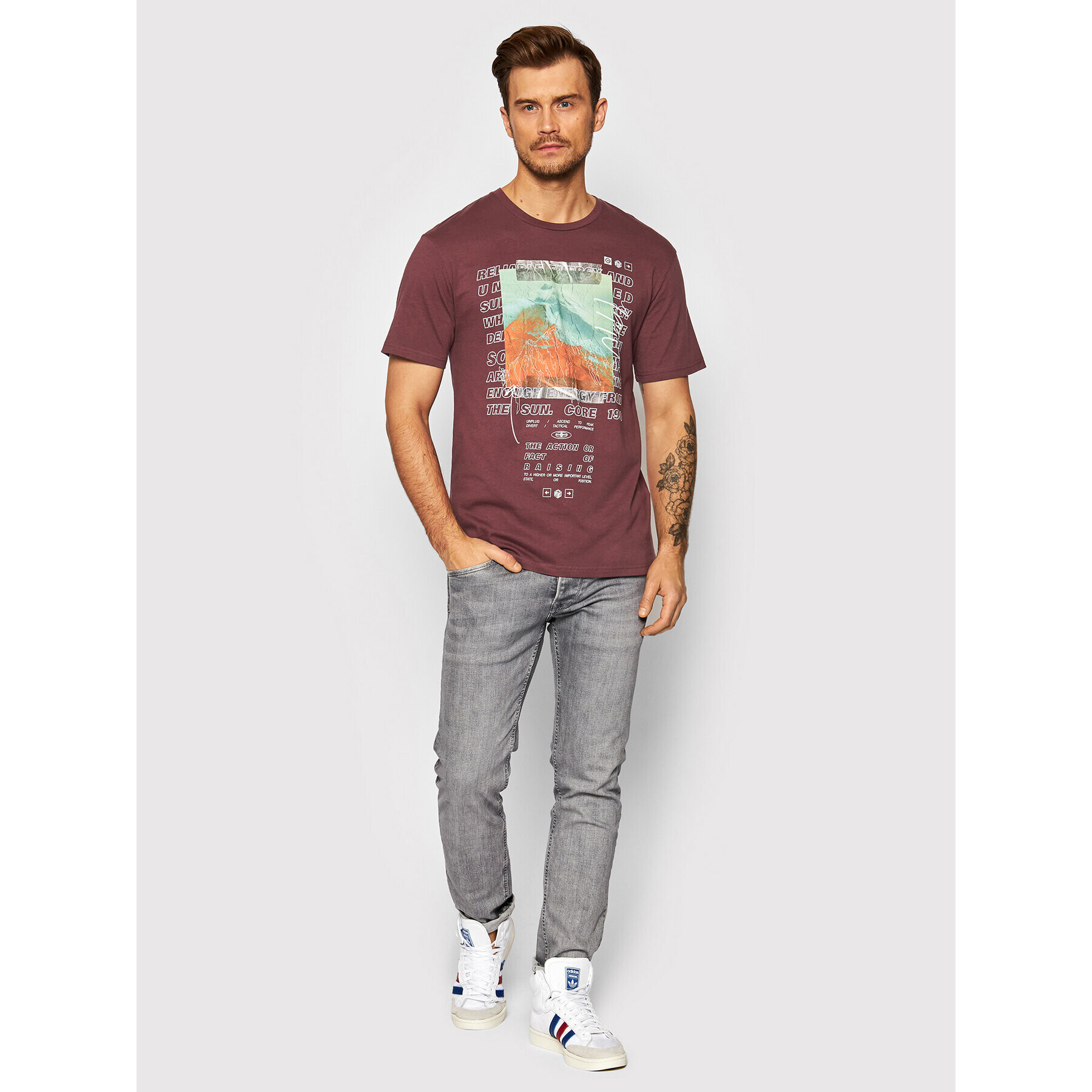 Jack&Jones T-Shirt Tape 12192775 Fialová Relaxed Fit - Pepit.cz