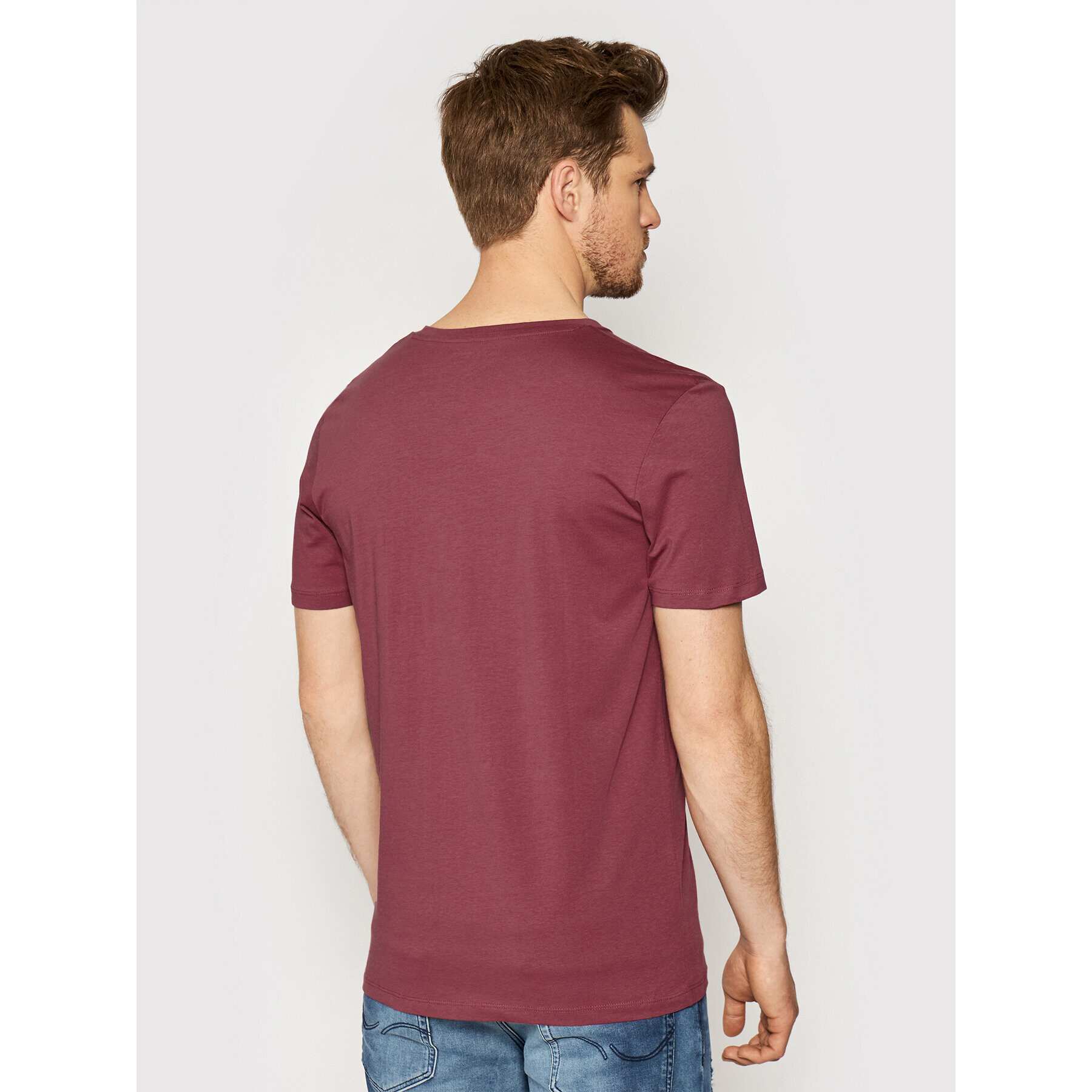 Jack&Jones T-Shirt Theme 12190623 Bordó Regular Fit - Pepit.cz