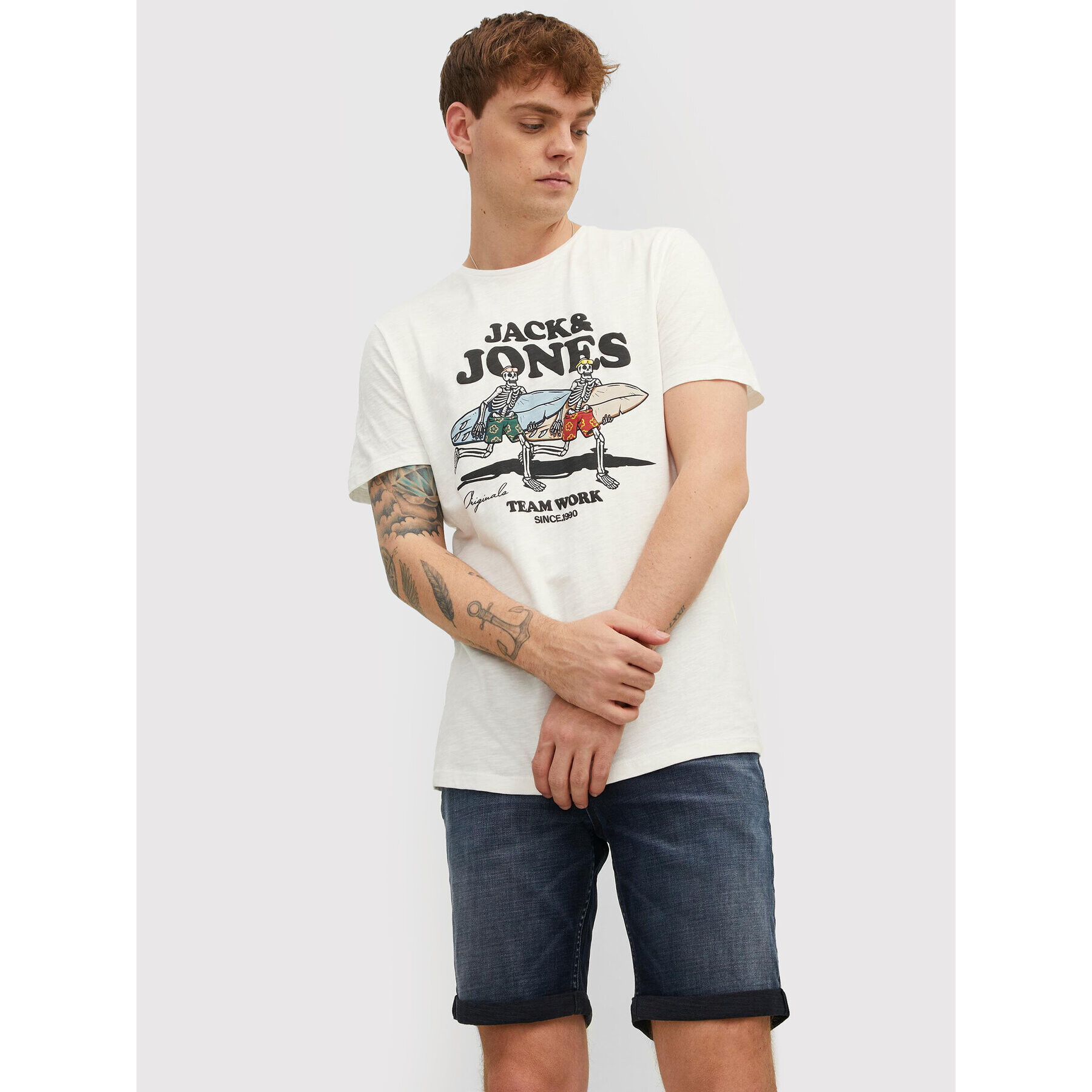 Jack&Jones T-Shirt Venice Bones 12210277 Bílá Regular Fit - Pepit.cz