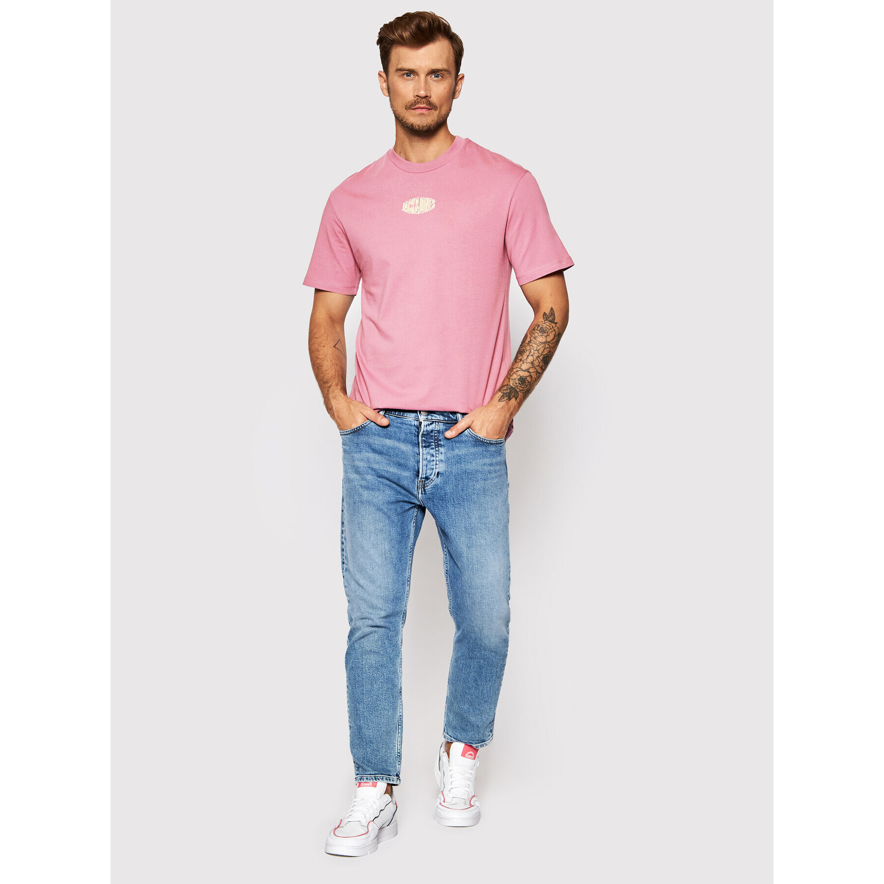 Jack&Jones T-Shirt Worlds 12193963 Růžová Relaxed Fit - Pepit.cz