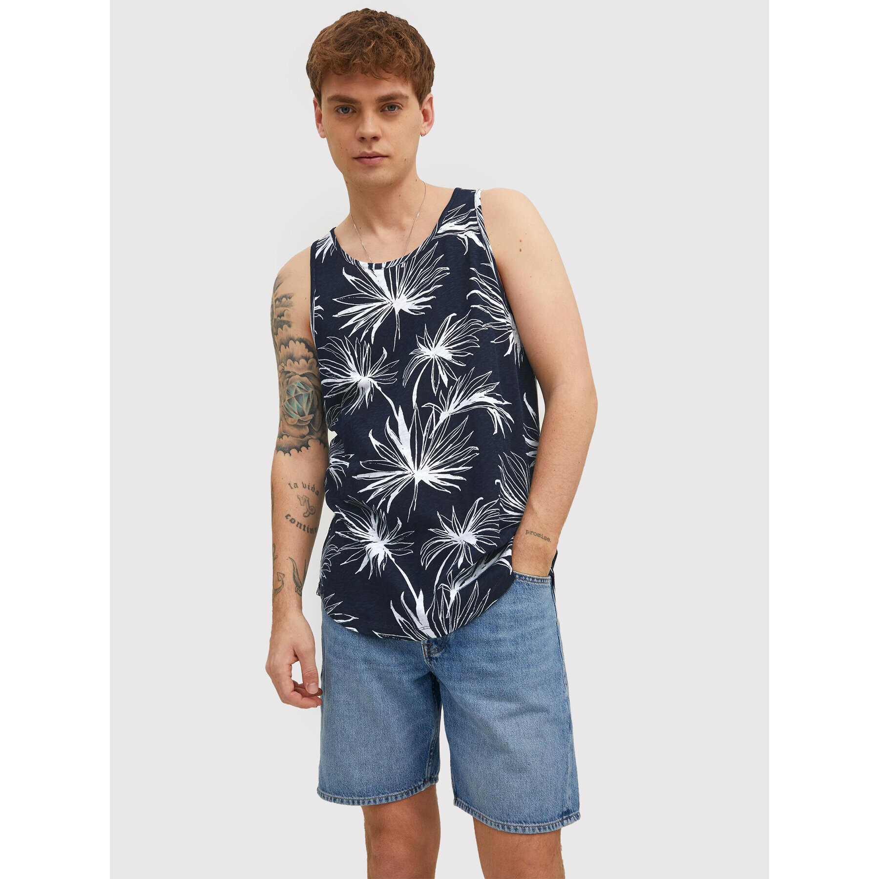 Jack&Jones Tank top Breezy 12209638 Tmavomodrá Regular Fit - Pepit.cz