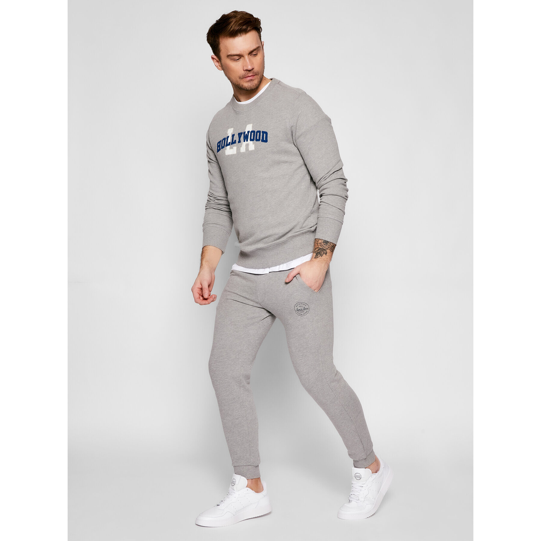 Jack&Jones Teplákové kalhoty Gordon 12165322 Šedá Regular Fit - Pepit.cz