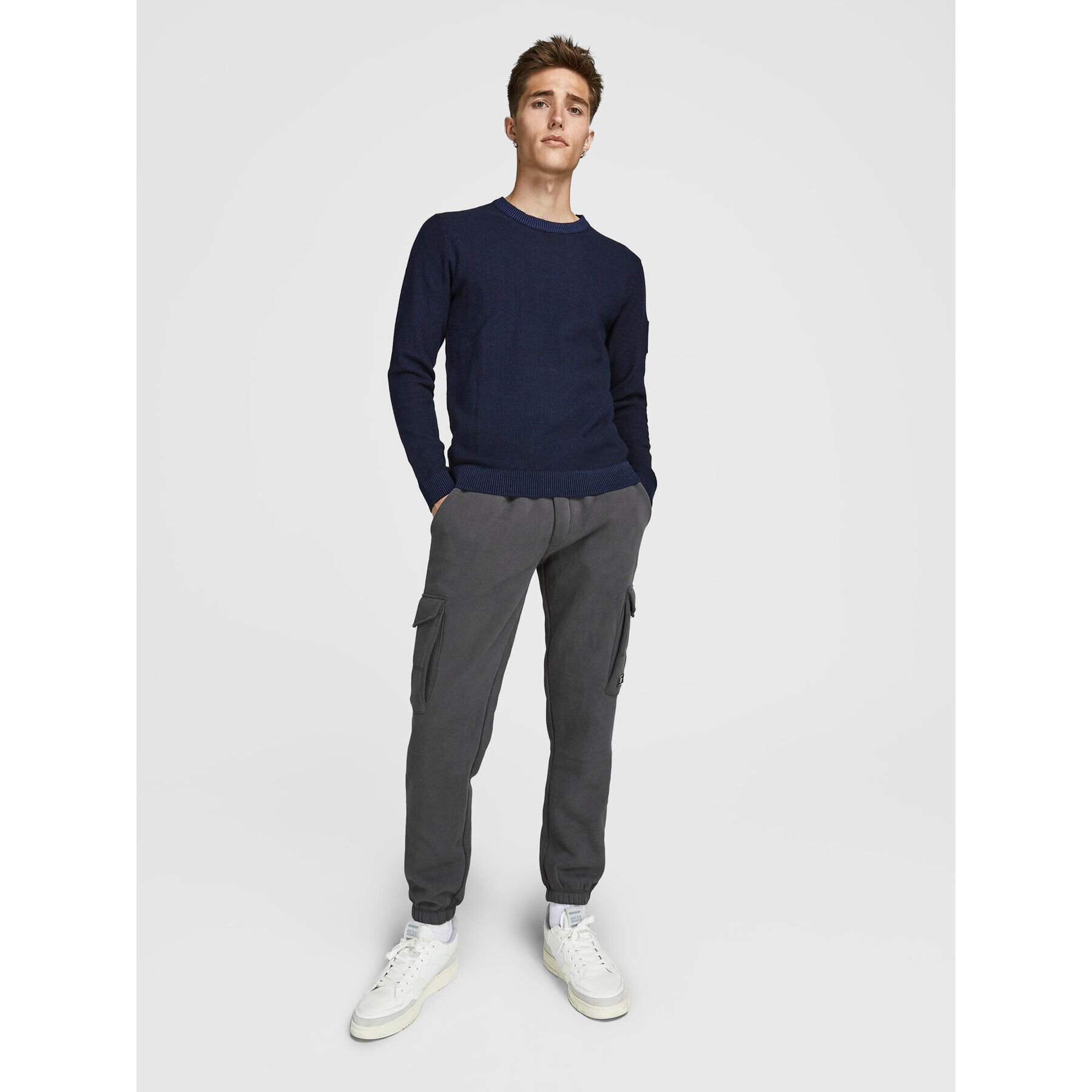 Jack&Jones Teplákové kalhoty Gordon 12195583 Šedá Regular Fit - Pepit.cz