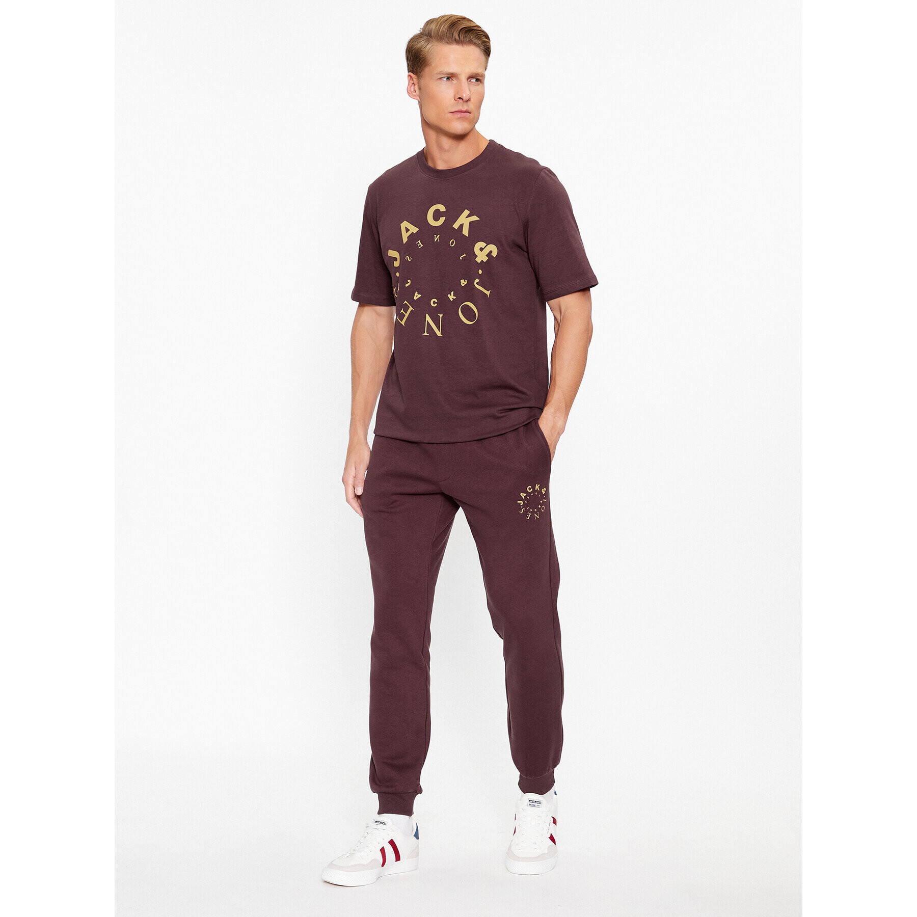 Jack&Jones Teplákové kalhoty Gordon 12242594 Bordó Regular Fit - Pepit.cz