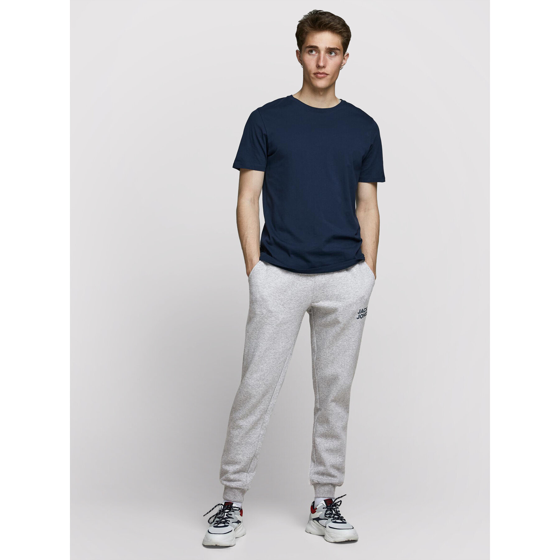 Jack&Jones Teplákové kalhoty Gordon Newsoft 12178421 Šedá Regular Fit - Pepit.cz