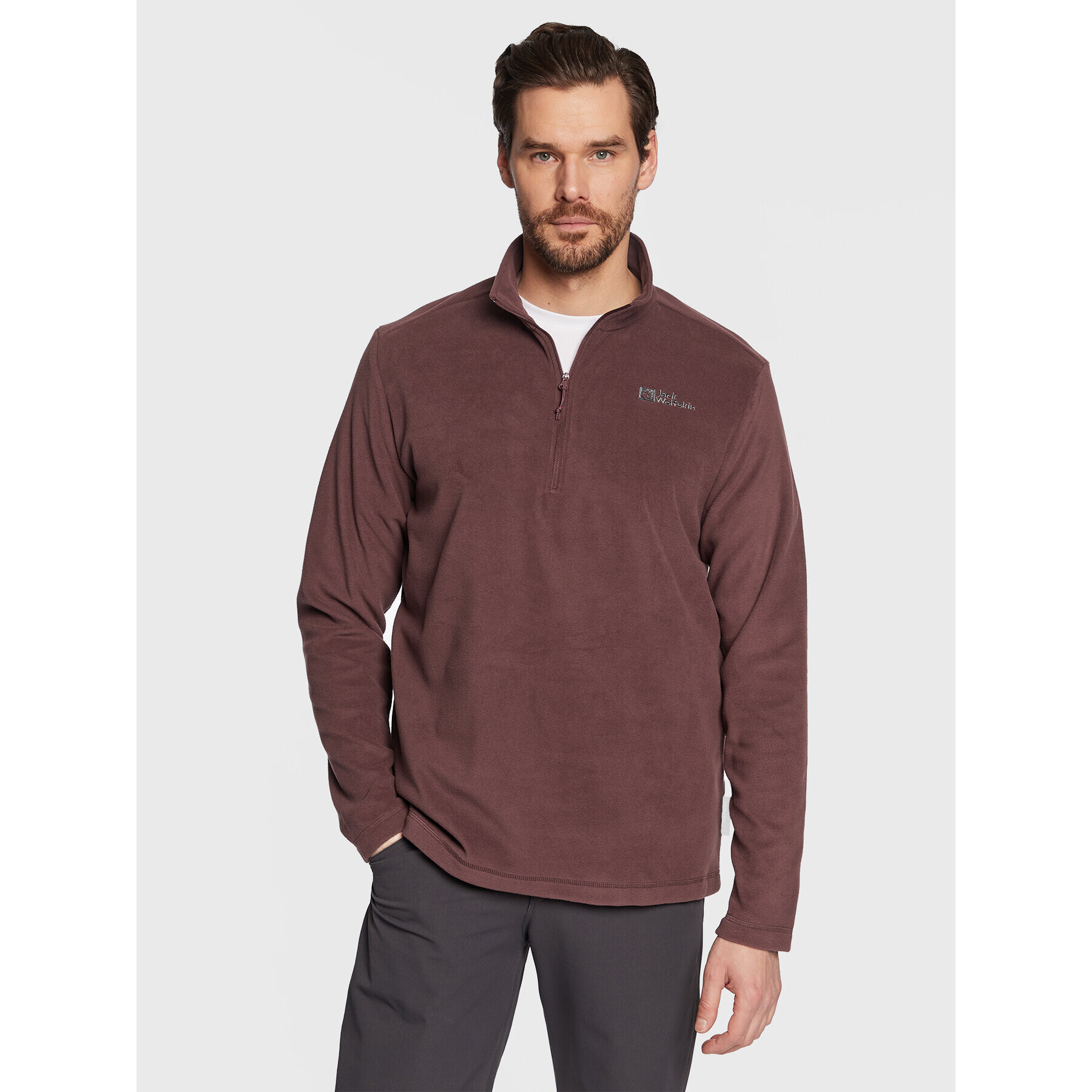 Jack Wolfskin Fleecová mikina Taunus 1709522 Hnědá Regular Fit - Pepit.cz