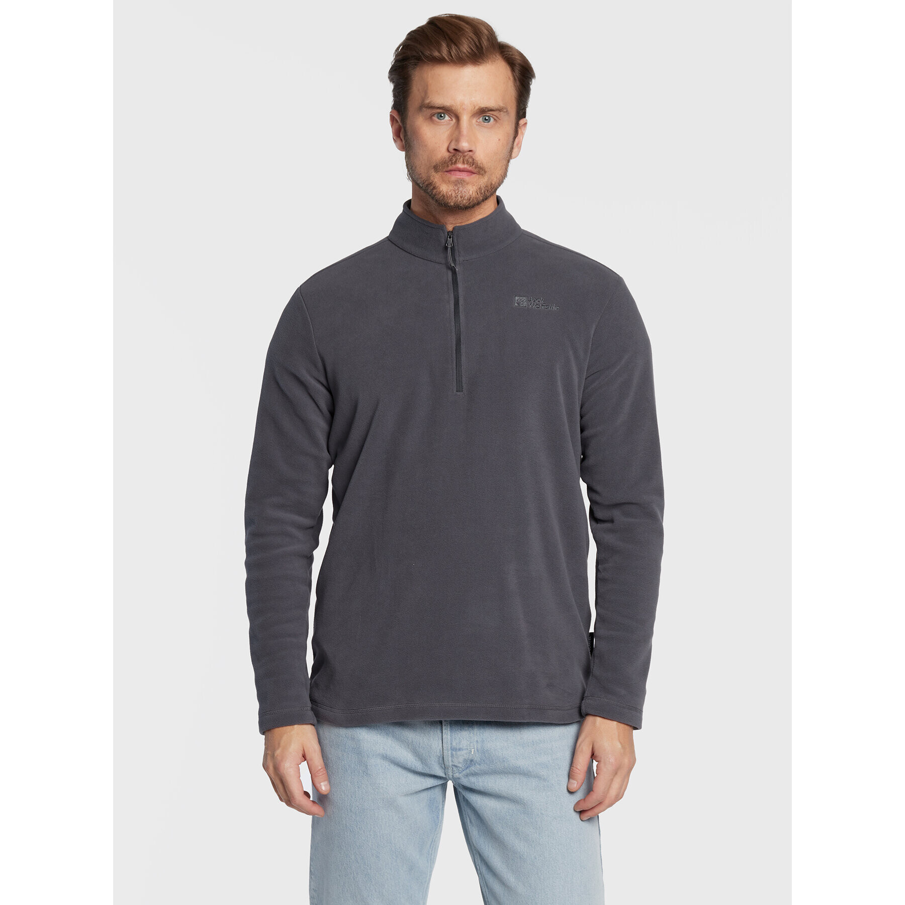 Jack Wolfskin Fleecová mikina Taunus 1709522 Šedá Regular Fit - Pepit.cz