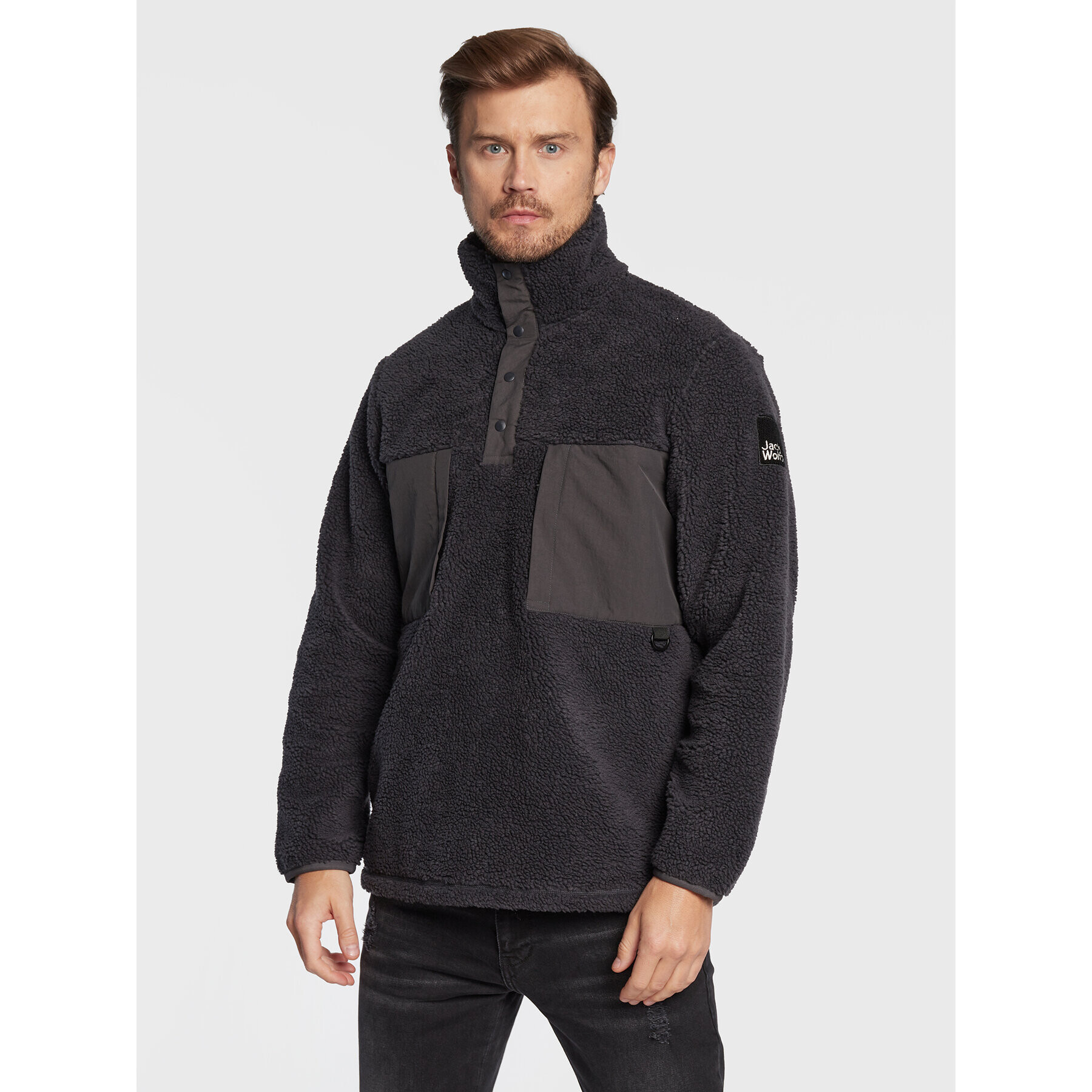 Jack Wolfskin Mikina Pank Snap 1710601 Šedá Regular Fit - Pepit.cz