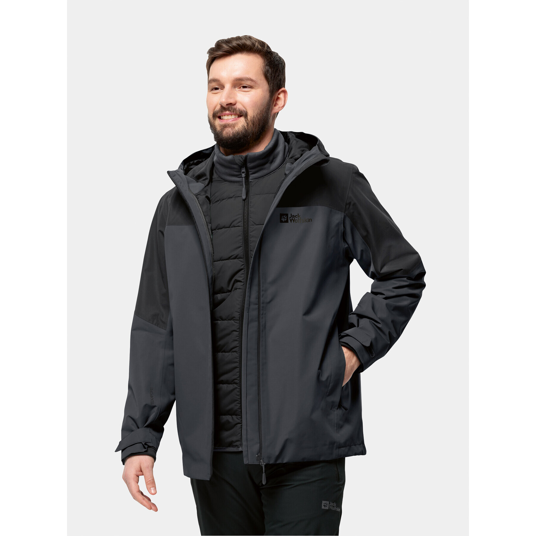 Jack Wolfskin Outdoorová bunda Glaabach 3In1 Jkt 1115291 Černá Regular Fit - Pepit.cz