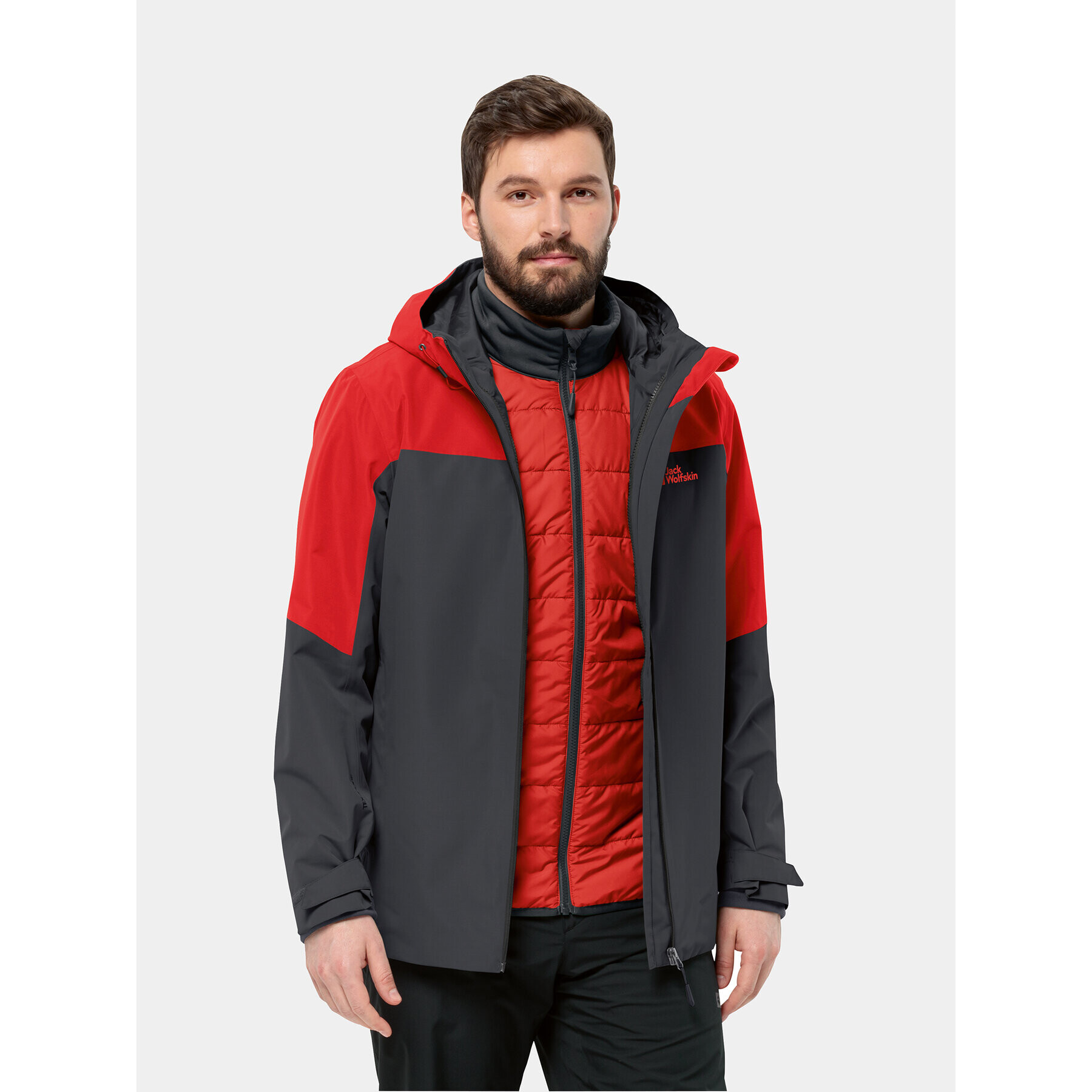 Jack Wolfskin Outdoorová bunda Glaabach 3In1 Jkt 1115291 Červená Regular Fit - Pepit.cz