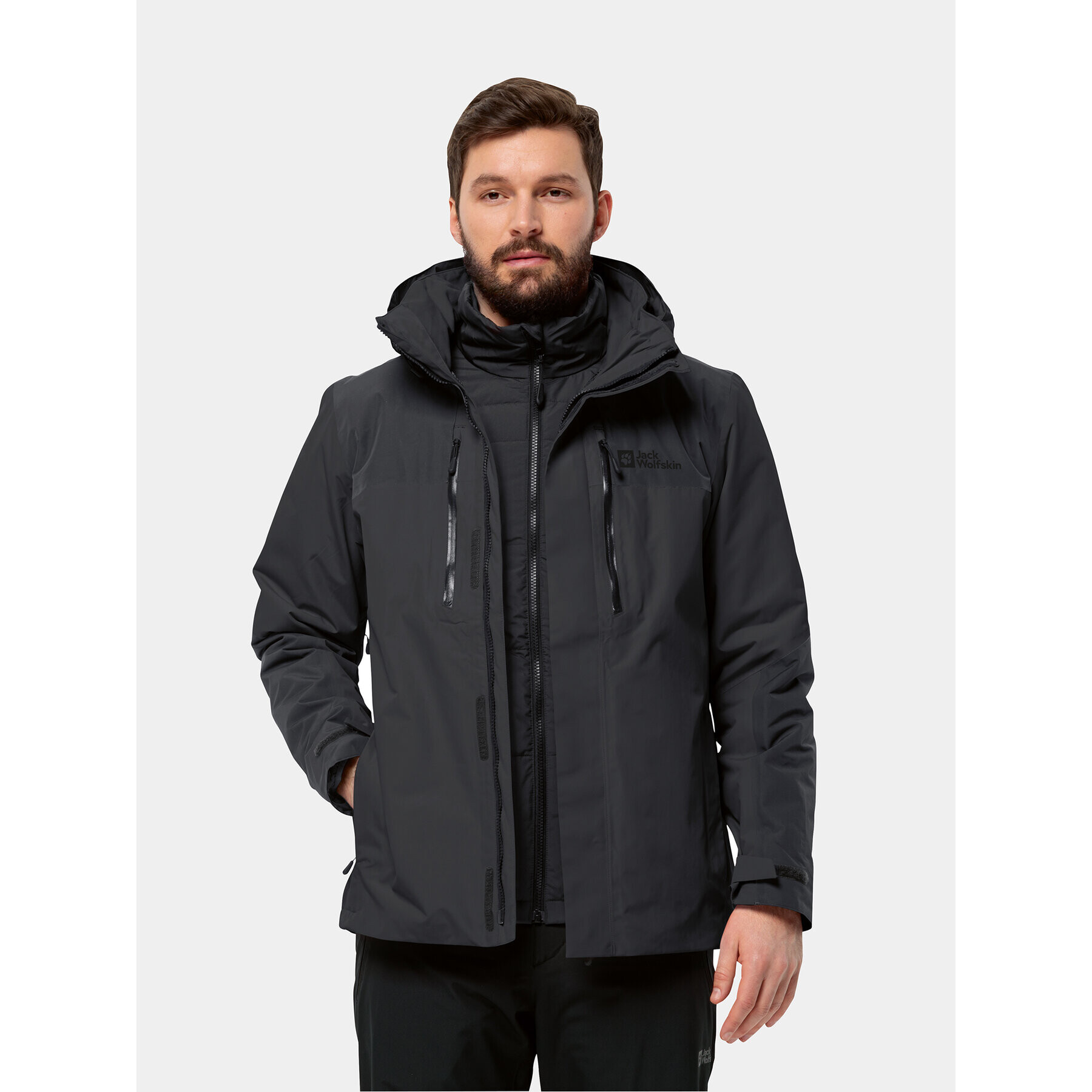 Jack Wolfskin Outdoorová bunda Jasper 3In1 Jkt 1115261 Černá Regular Fit - Pepit.cz