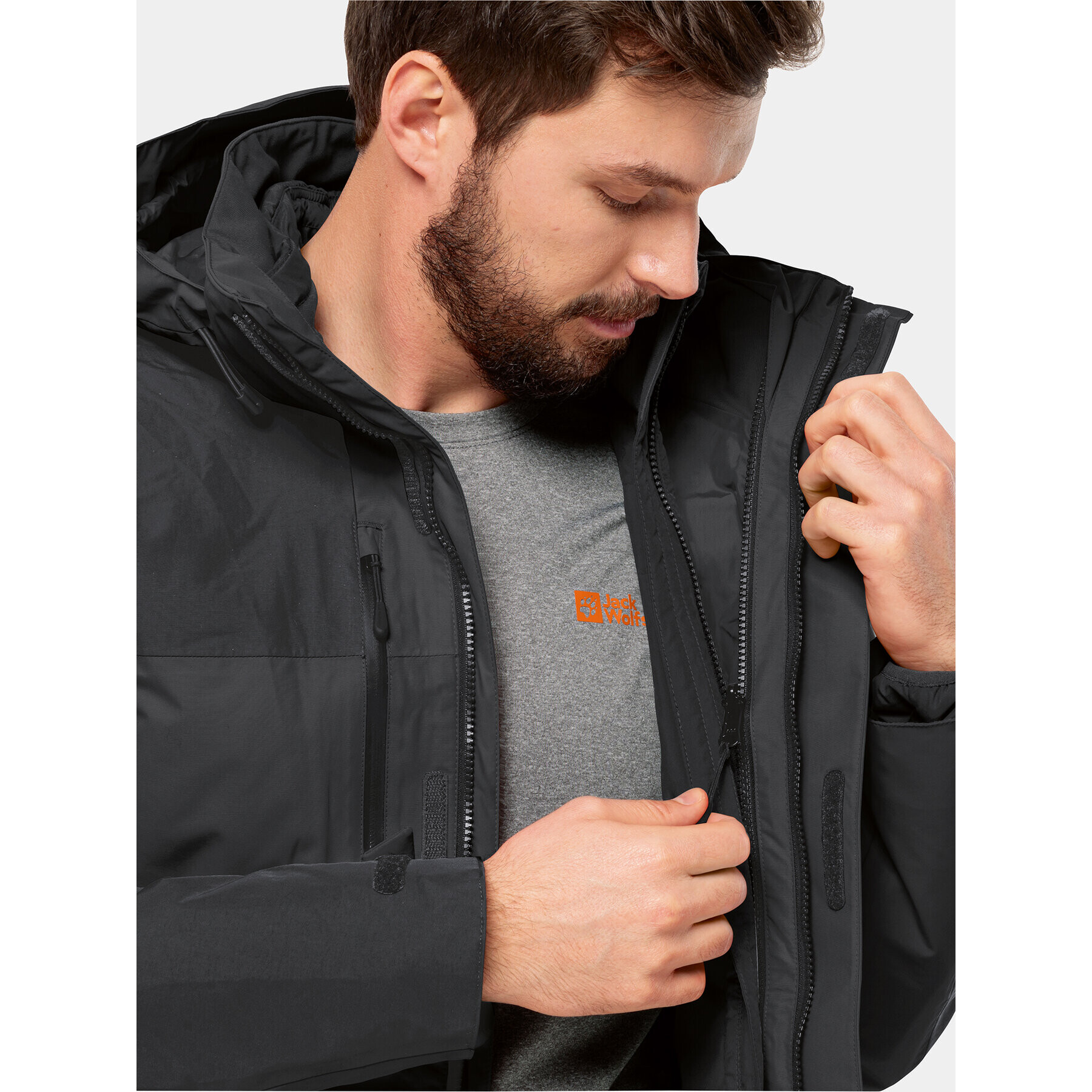 Jack Wolfskin Outdoorová bunda Jasper 3In1 Jkt 1115261 Černá Regular Fit - Pepit.cz