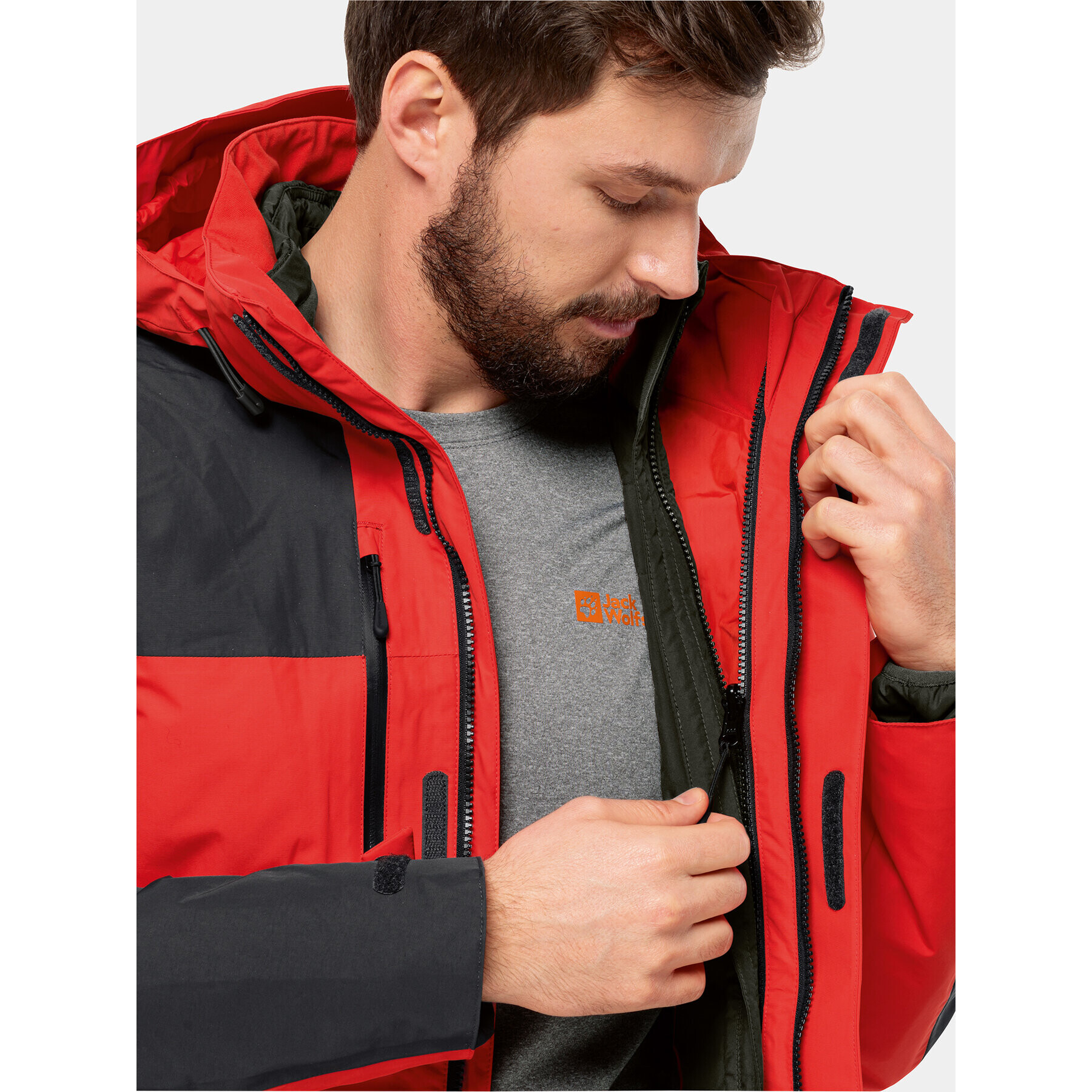 Jack Wolfskin Outdoorová bunda Jasper 3In1 Jkt 1115261 Červená Regular Fit - Pepit.cz