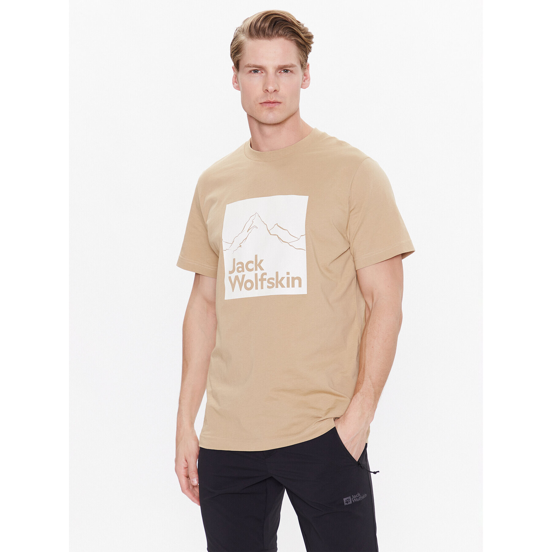 Jack Wolfskin T-Shirt Brand 1809021 Béžová Regular Fit - Pepit.cz