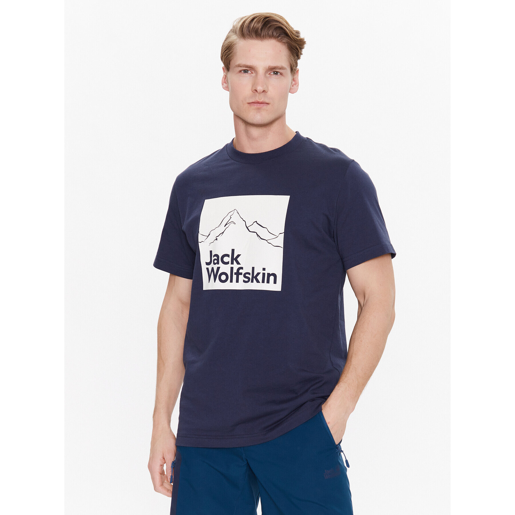 Jack Wolfskin T-Shirt Brand 1809021 Tmavomodrá Regular Fit - Pepit.cz