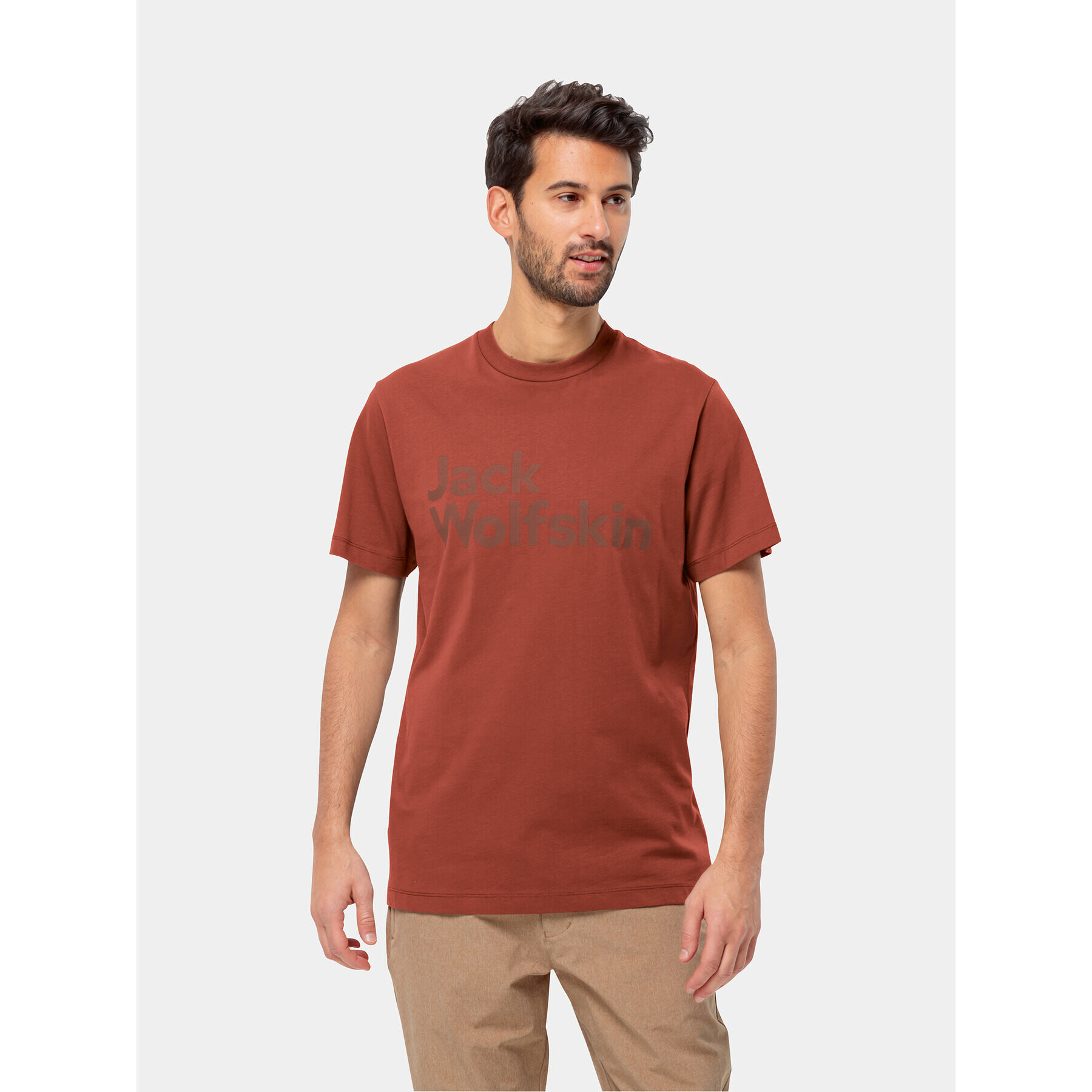 Jack Wolfskin T-Shirt Essential Logo T 1809591 Červená Regular Fit - Pepit.cz